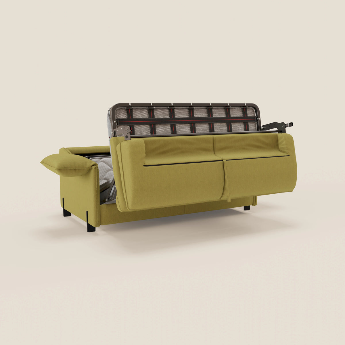 Primula divano letto con materasso alto 18 cm - braccioli mobili e tessuto smacchiabile T05 - divitt.sbs