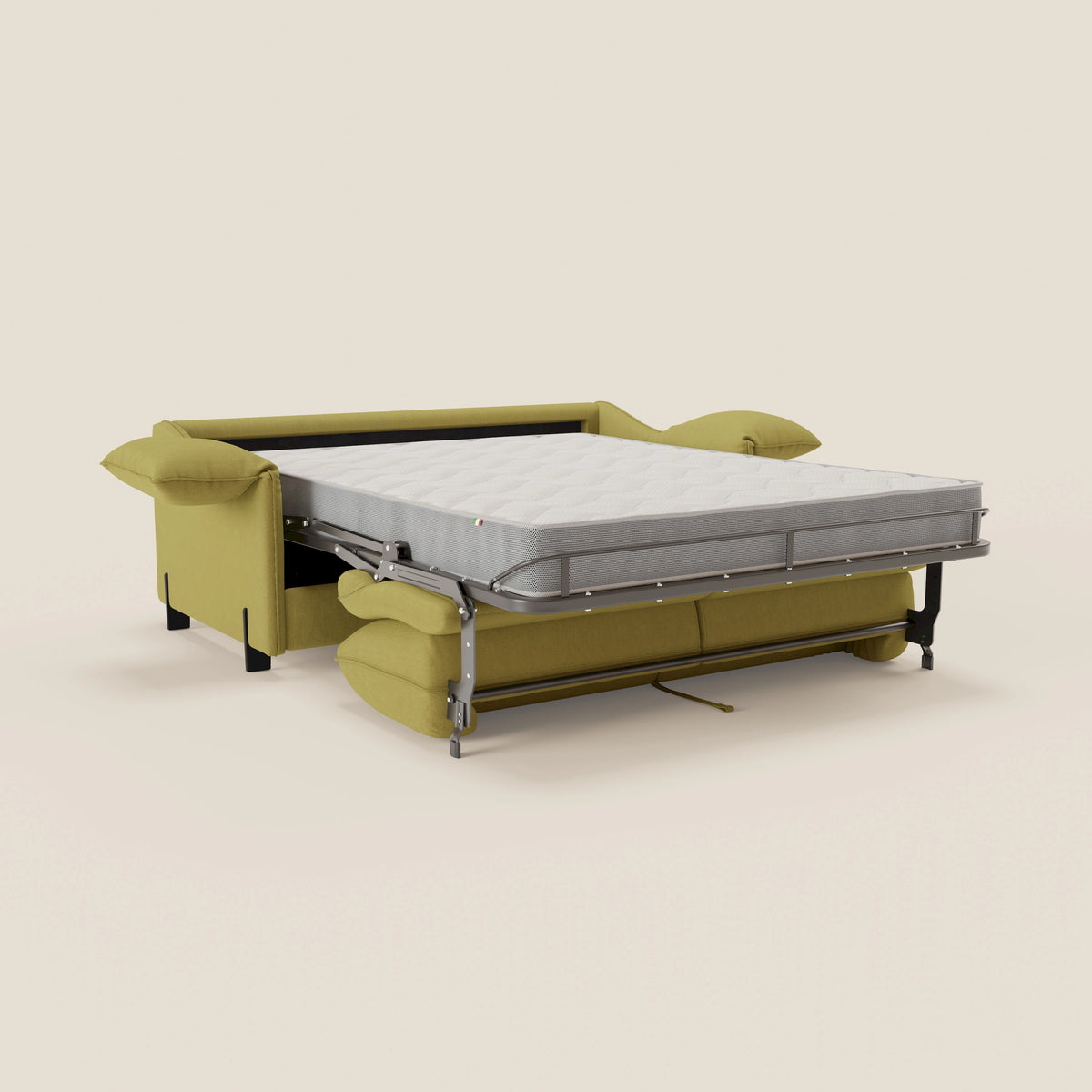 Primula divano letto con materasso alto 18 cm - braccioli mobili e tessuto smacchiabile T05 - divitt.sbs