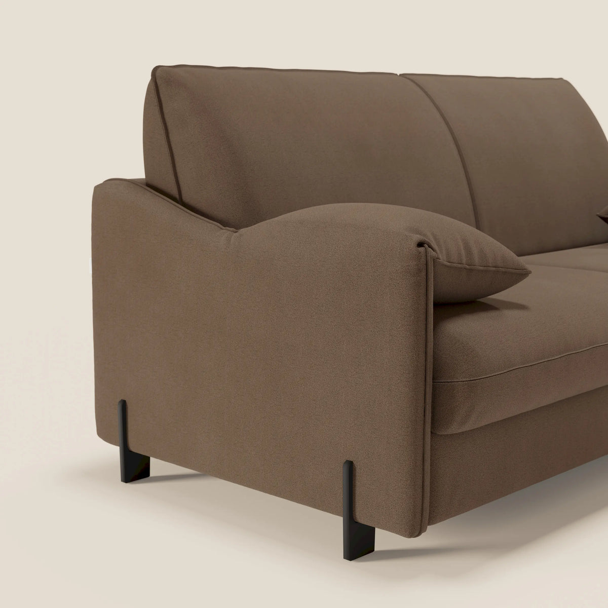 Primula divano letto con materasso alto 18 cm - braccioli mobili e tessuto smacchiabile T05 - divitt.sbs