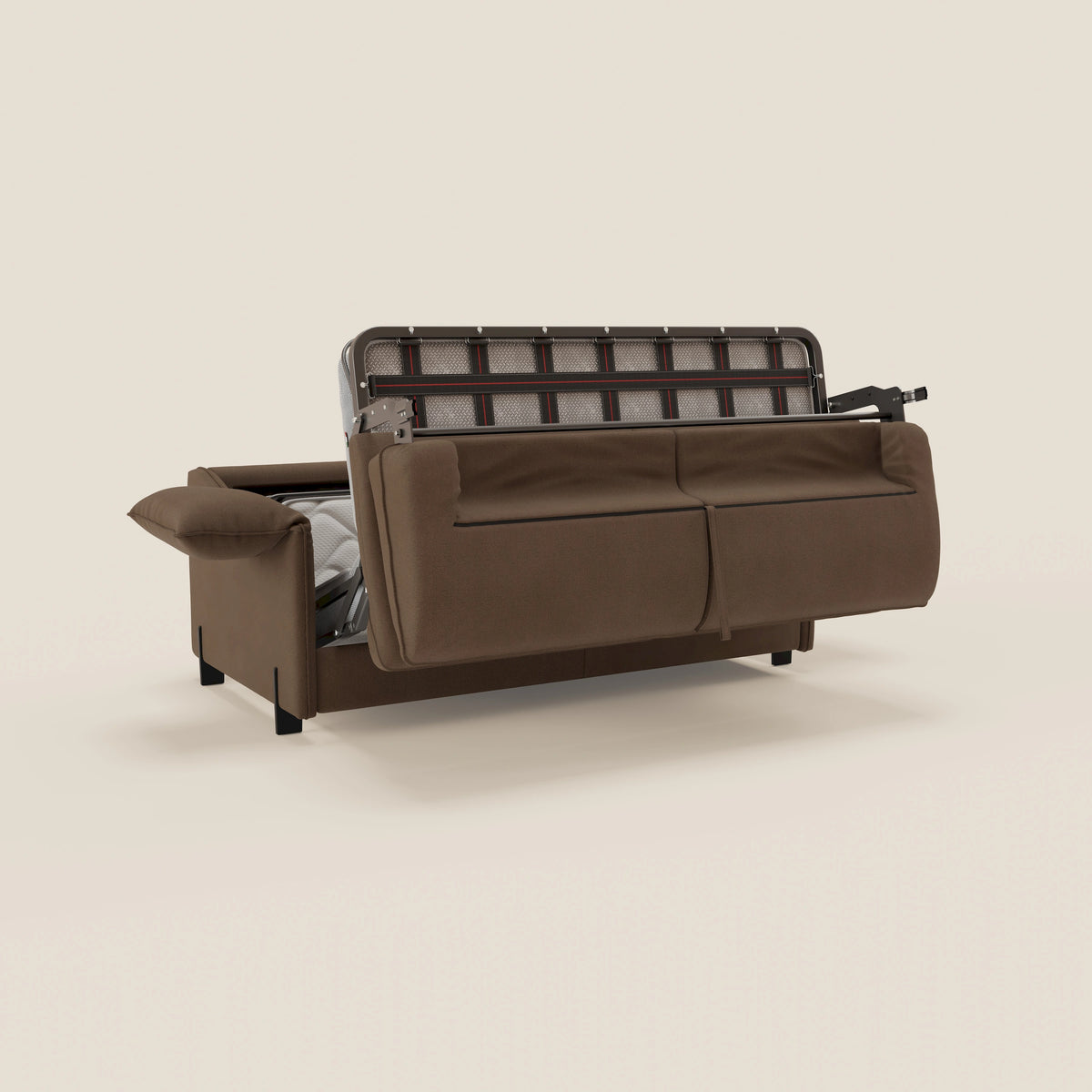 Primula divano letto con materasso alto 18 cm - braccioli mobili e tessuto smacchiabile T05 - divitt.sbs