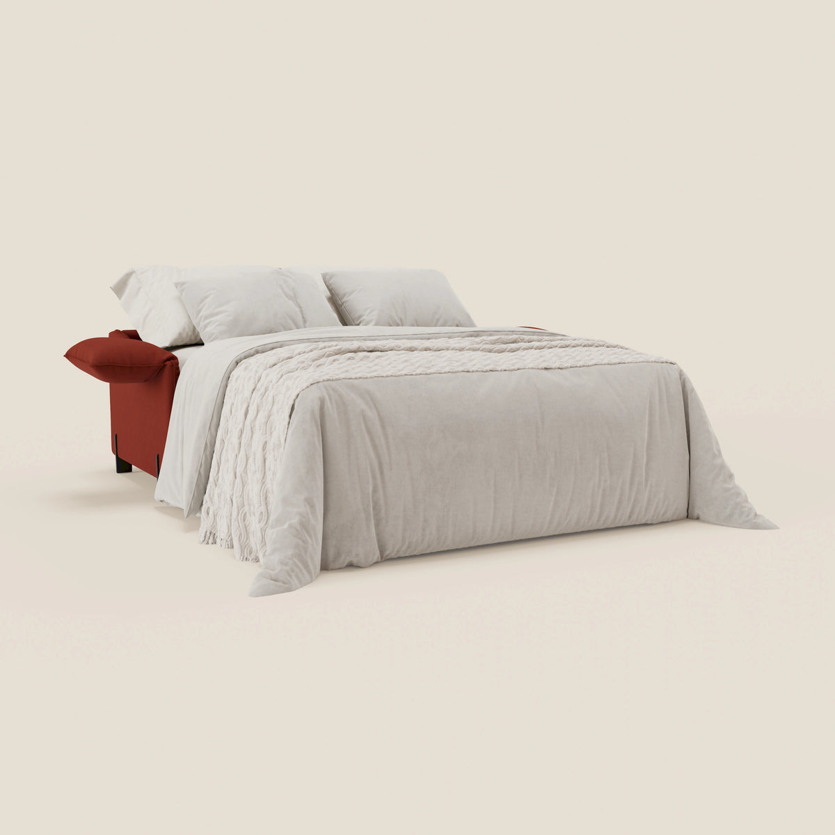 Primula divano letto con materasso alto 18 cm - braccioli mobili e tessuto smacchiabile T05 - divitt.sbs