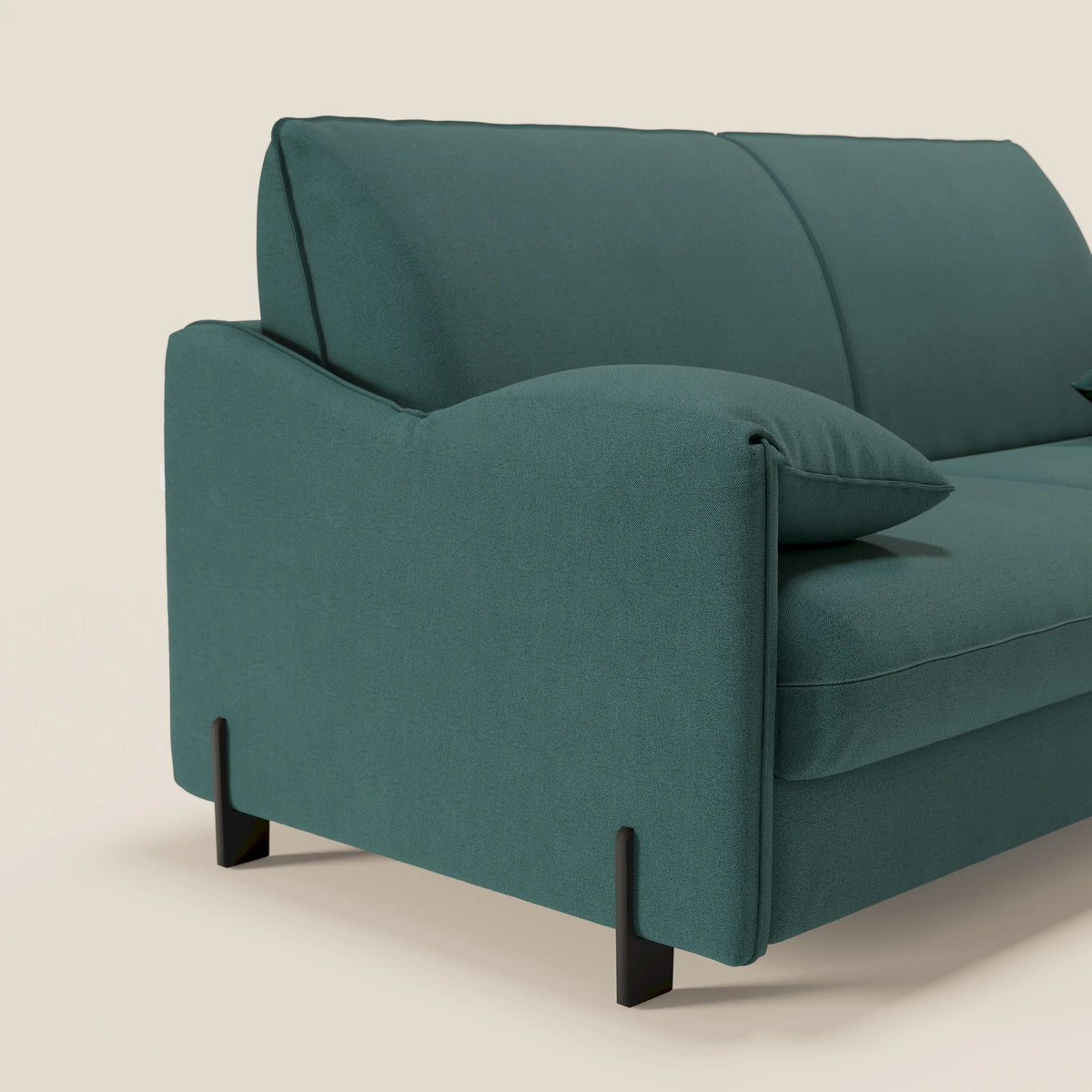 Primula divano letto con materasso alto 18 cm - braccioli mobili e tessuto smacchiabile T05 - divitt.sbs