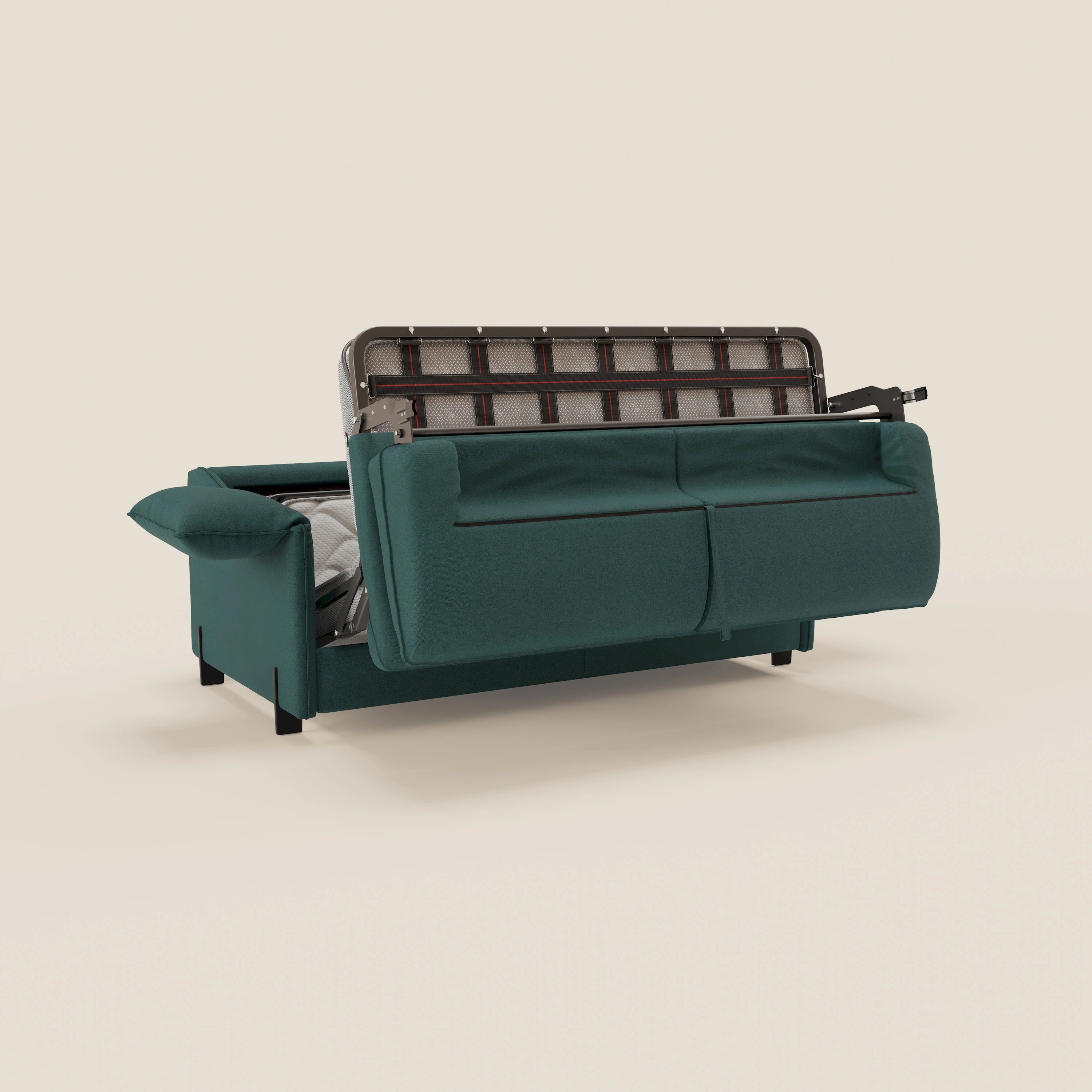Primula divano letto con materasso alto 18 cm - braccioli mobili e tessuto smacchiabile T05 - divitt.sbs