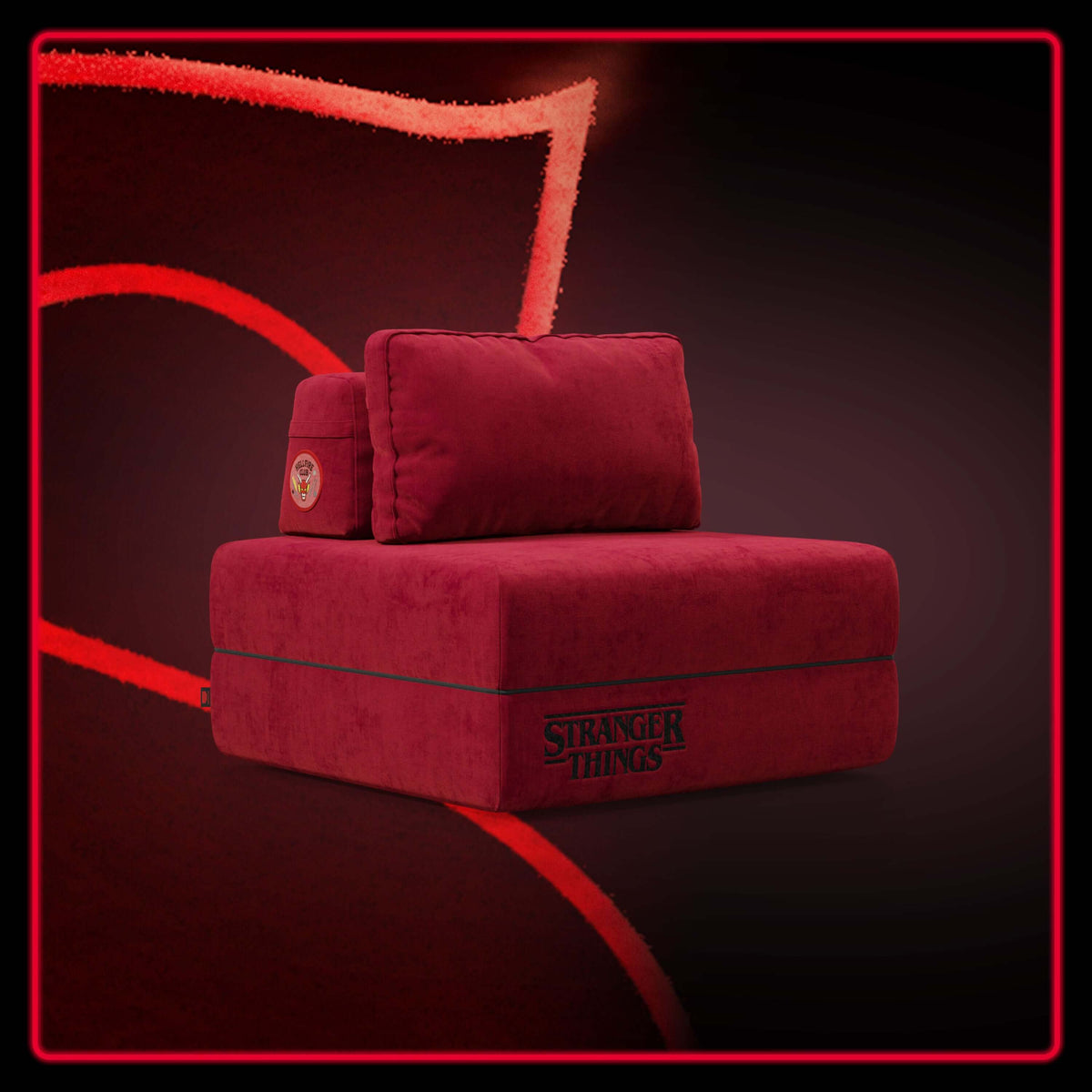 Rift poltrona letto STRANGER THINGS Edition con materasso alto 22 cm e memory foam - tessuto smacchiabile rosso - divitt.sbs