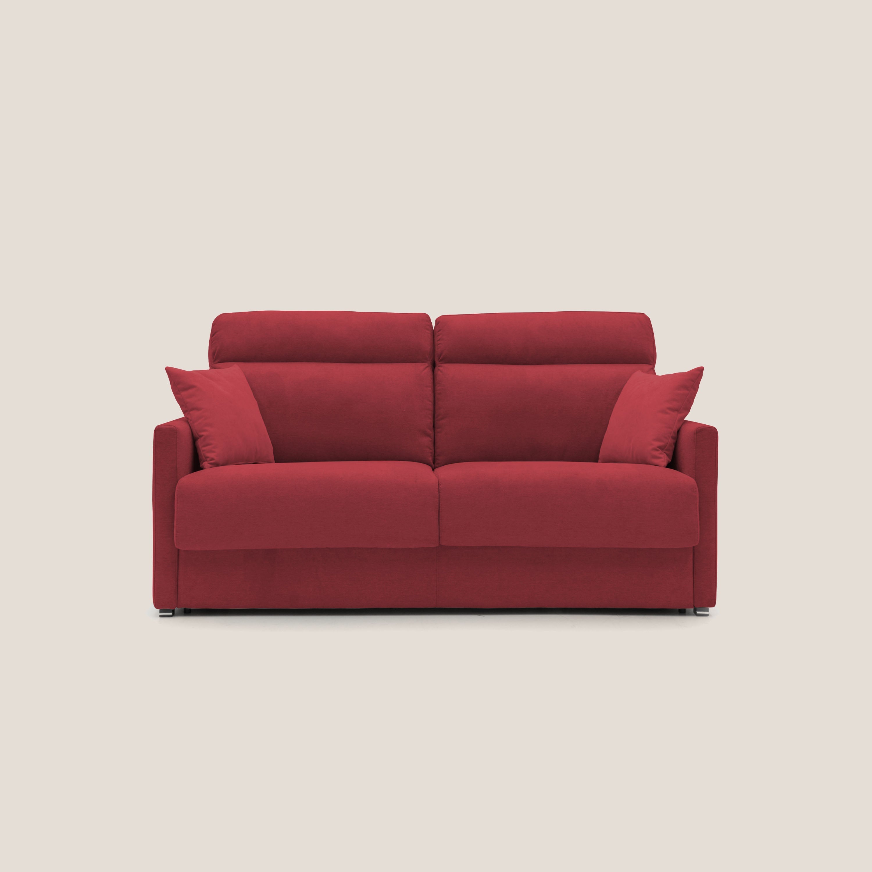 Margot Divano letto matrimoniale con schienale morbido alto in tessuto T02 rosso - divitt.sbs