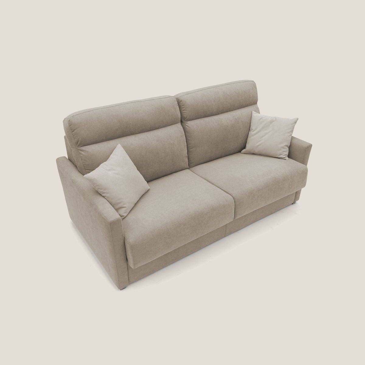 Margot Divano letto matrimoniale con schienale morbido alto in tessuto T02 beige - divitt.sbs