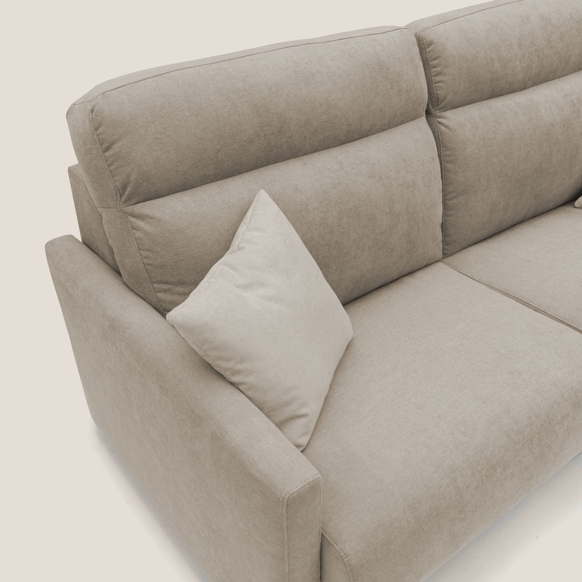 Margot Divano letto matrimoniale con schienale morbido alto in tessuto T02 beige - divitt.sbs
