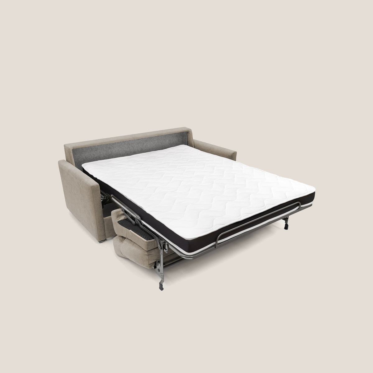 Margot Divano letto matrimoniale con schienale morbido alto in tessuto T02 beige - divitt.sbs
