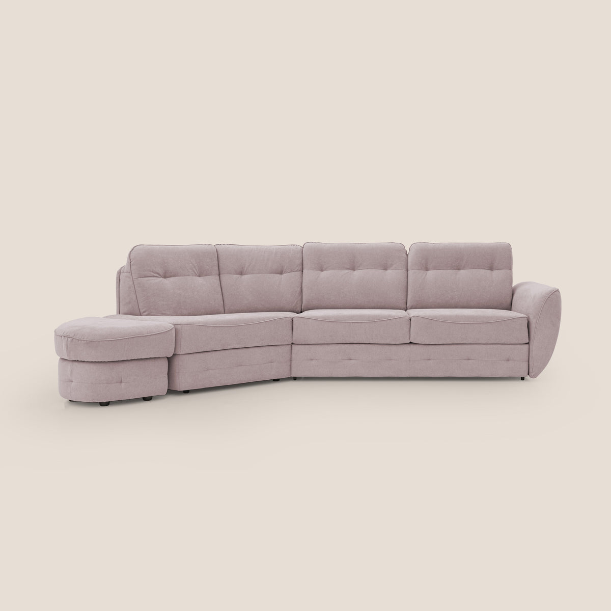 Zeus divano letto angolare con materasso H18 cm pouf mobile in tessuto impermeabile T02 rosa - divitt.sbs