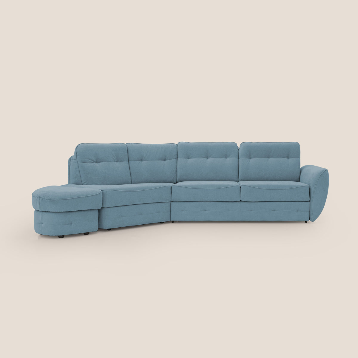 Zeus divano letto angolare con materasso H18 cm pouf mobile in tessuto impermeabile T02 carta da zucchero - divitt.sbs