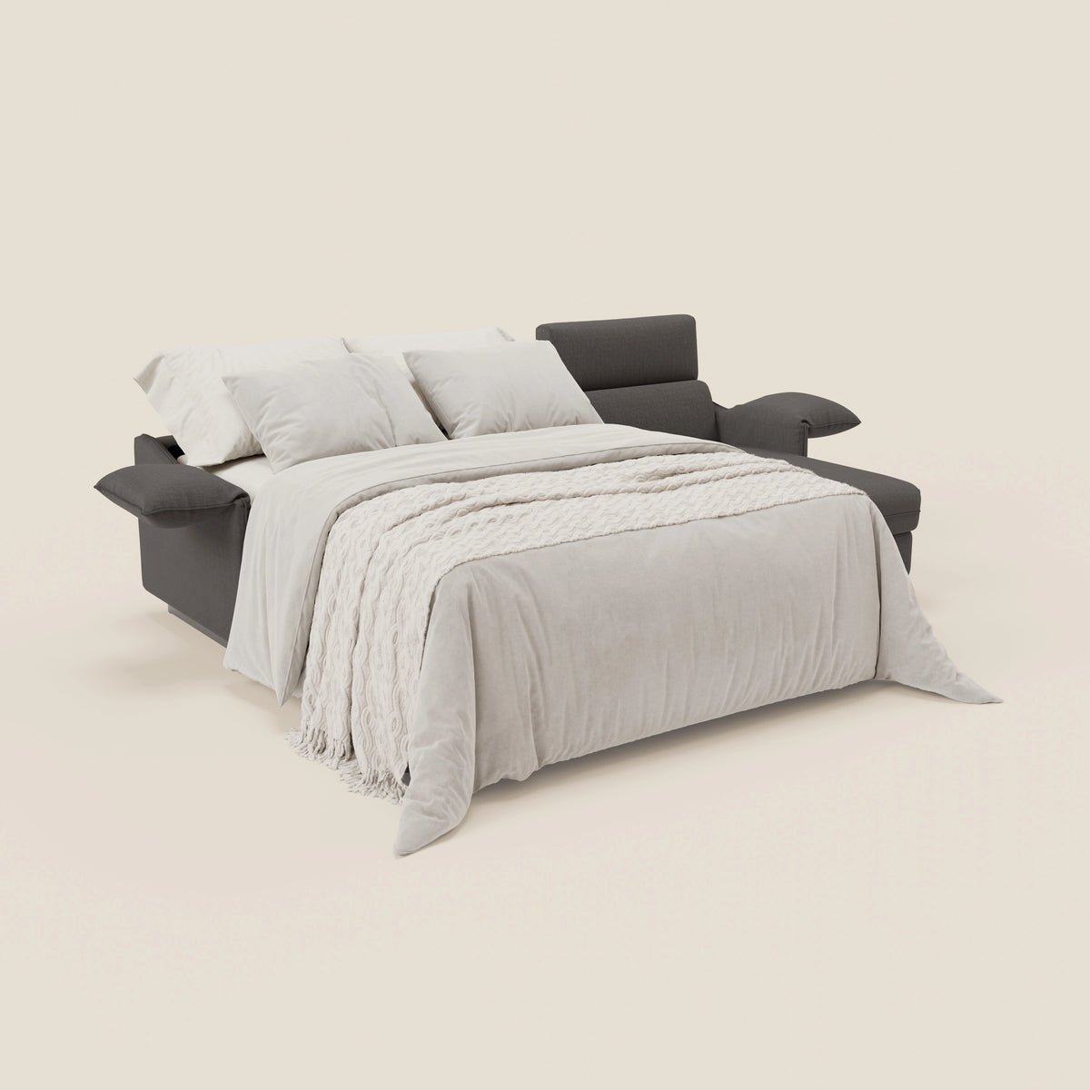 Violetta Divano Letto Angolare con Penisola contenitore, Poggiatesta e Materasso Alto H18 in tessuto impermeabile T13 - divitt.sbs