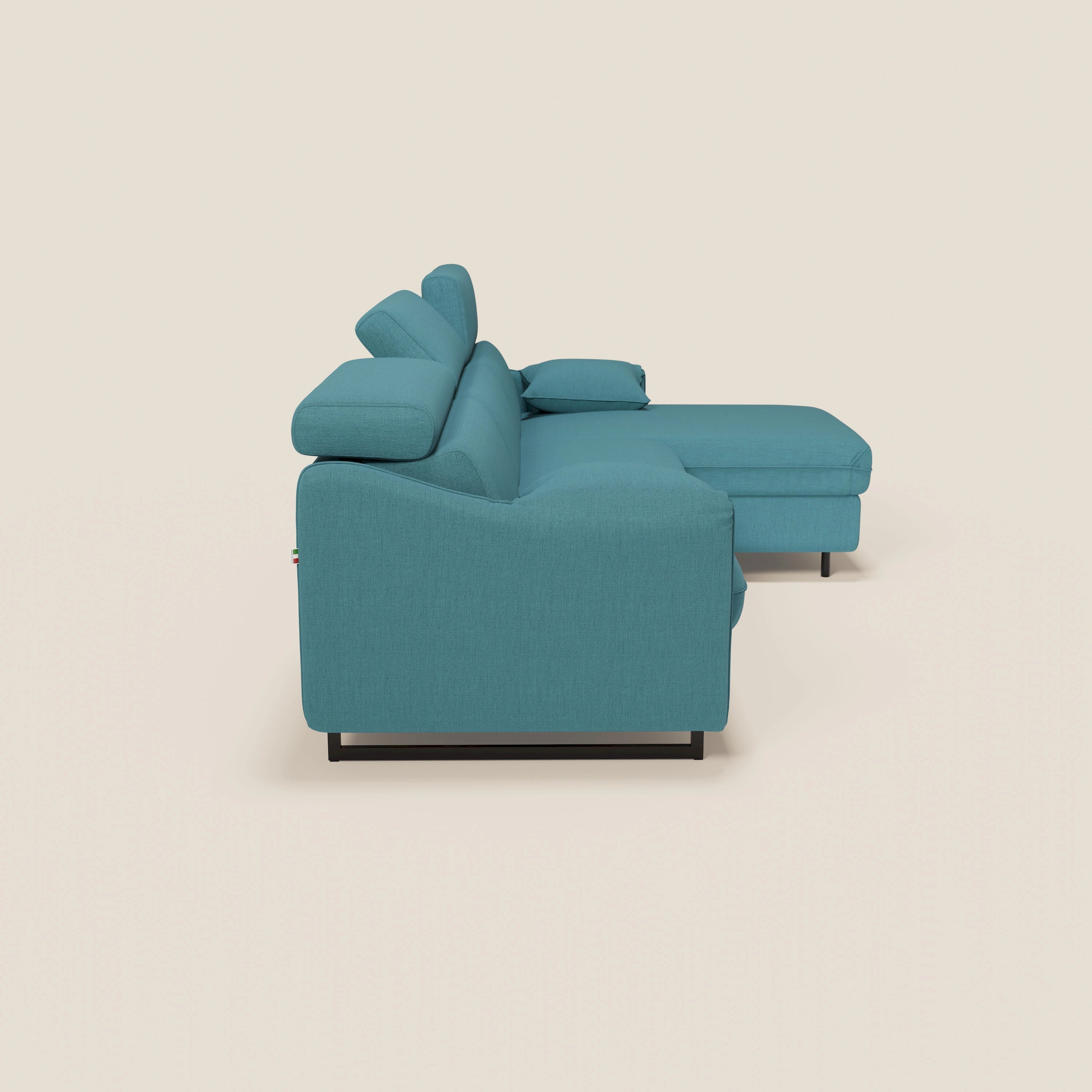 Violetta Divano Letto Angolare con Penisola contenitore, Poggiatesta e Materasso Alto H18 in tessuto impermeabile T13 - divitt.sbs