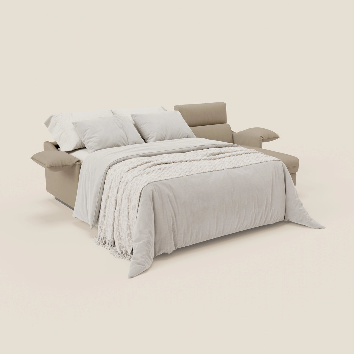 Violetta Divano Letto Angolare con Penisola contenitore, Poggiatesta e Materasso Alto H18 in tessuto impermeabile T13 - divitt.sbs