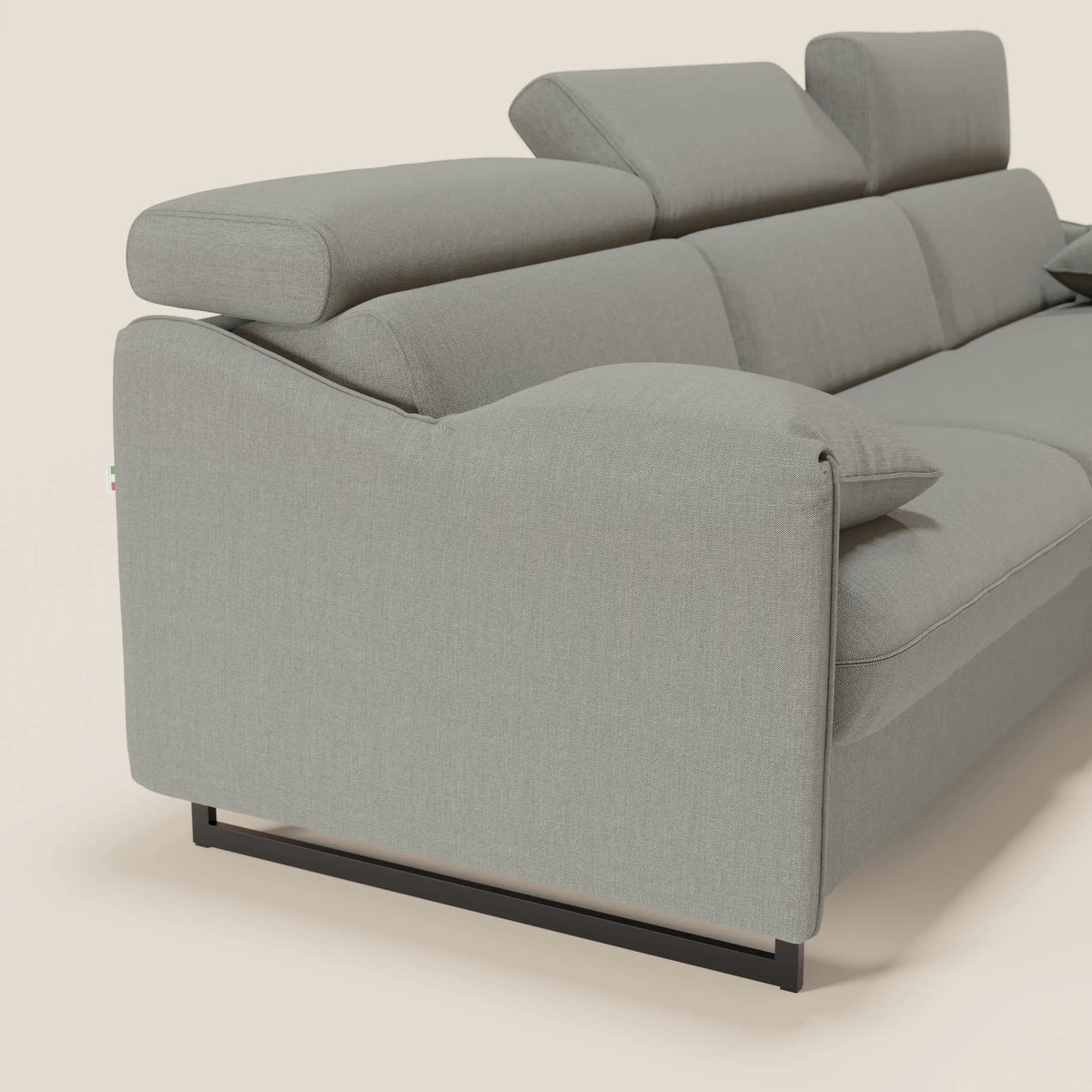 Violetta Divano Letto Angolare con Penisola contenitore, Poggiatesta e Materasso Alto H18 in tessuto impermeabile T13 - divitt.sbs