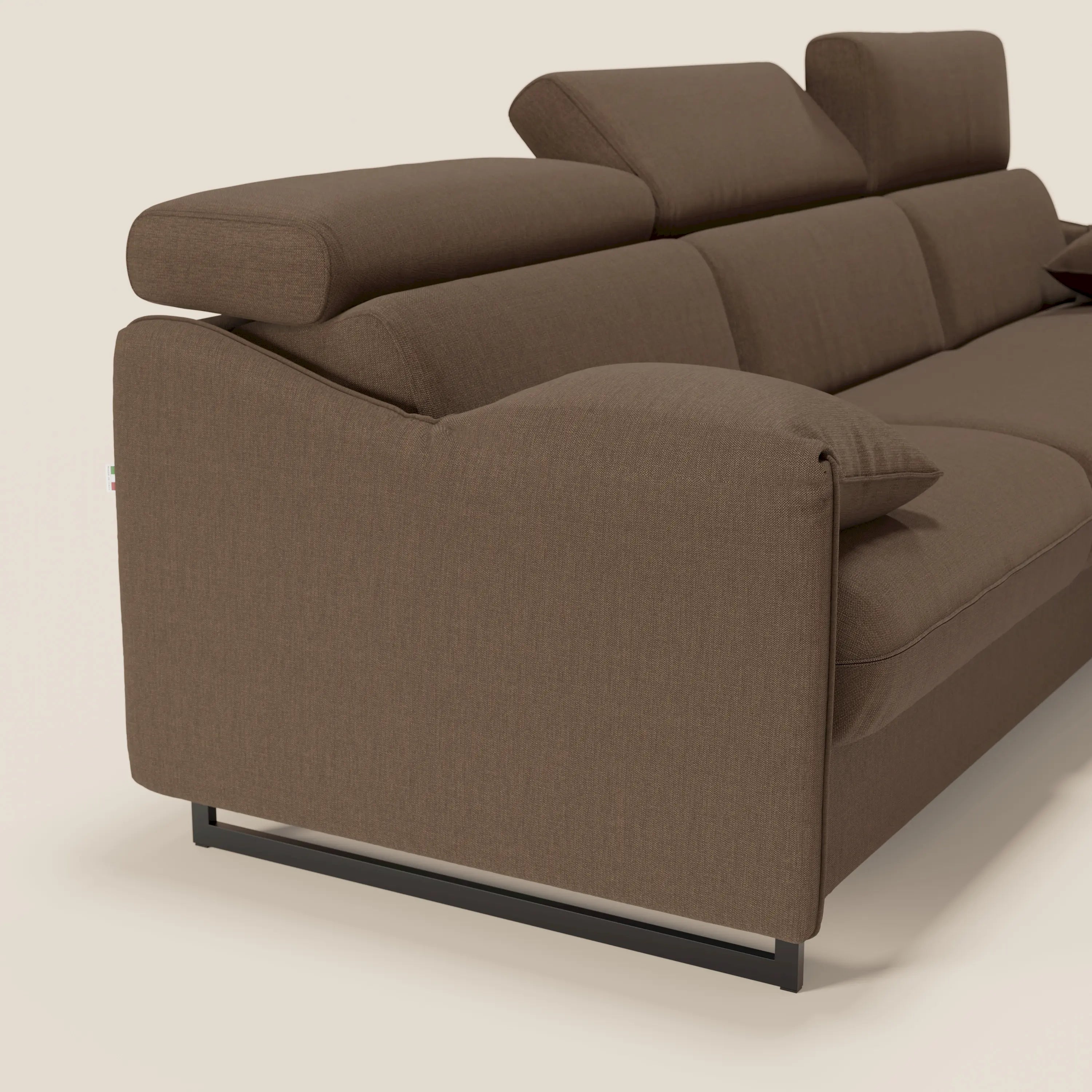 Violetta Divano Letto Angolare con Penisola contenitore, Poggiatesta e Materasso Alto H18 in tessuto impermeabile T13 - divitt.sbs