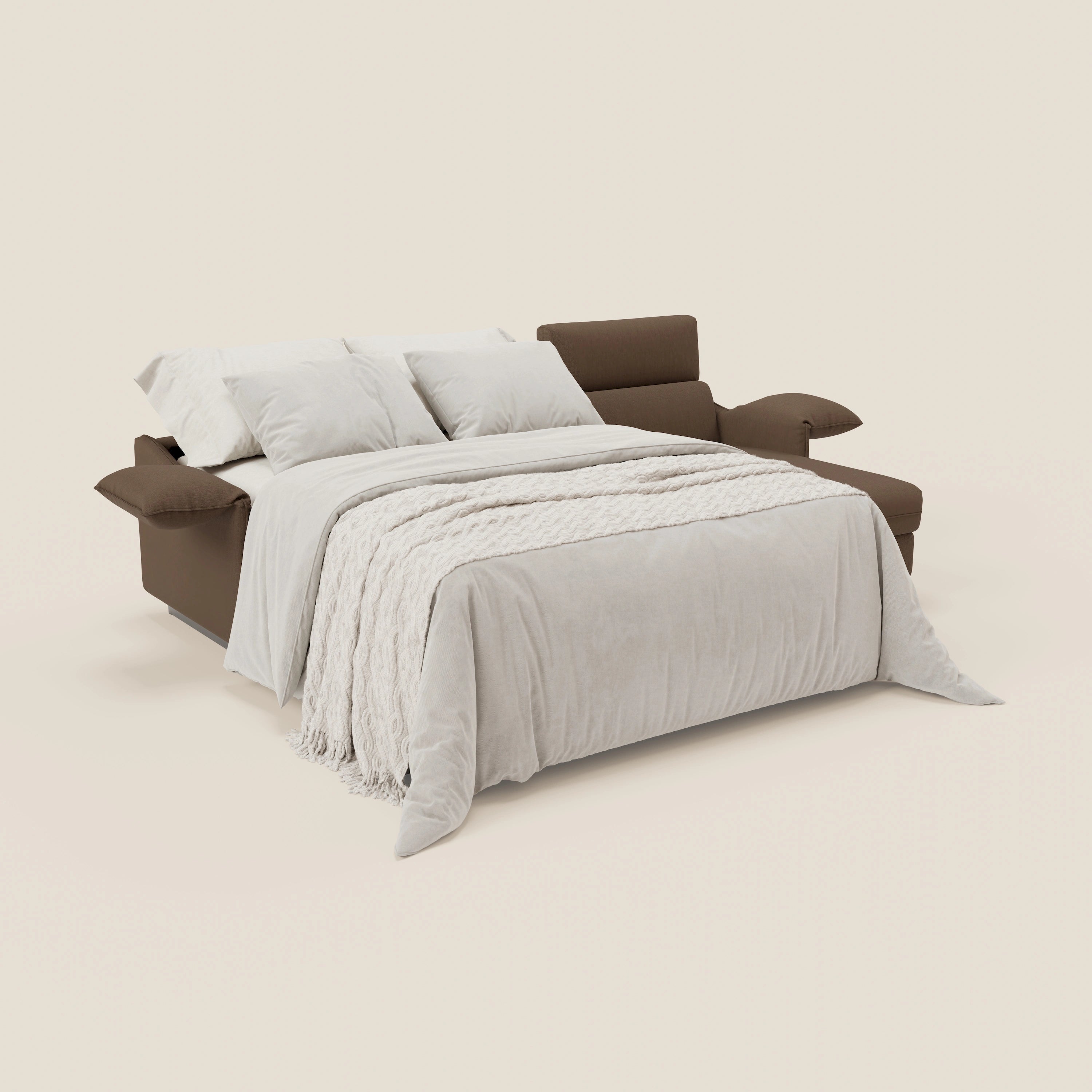 Violetta Divano Letto Angolare con Penisola contenitore, Poggiatesta e Materasso Alto H18 in tessuto impermeabile T13 - divitt.sbs