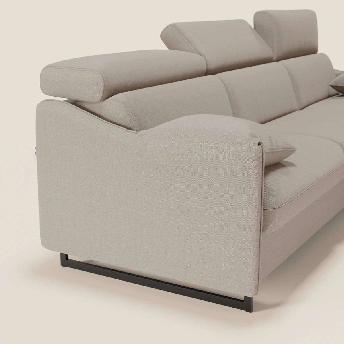 Violetta Divano Letto Angolare con Penisola contenitore, Poggiatesta e Materasso Alto H18 in tessuto impermeabile T13 - divitt.sbs
