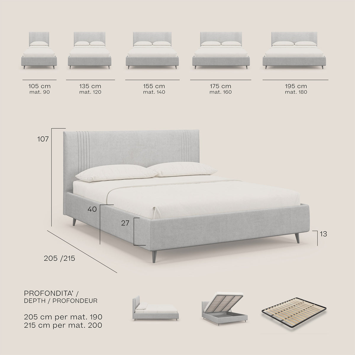 Yvonne letto contenitore in morbido tessuto impermeabile T02 carta da zucchero - divitt.sbs