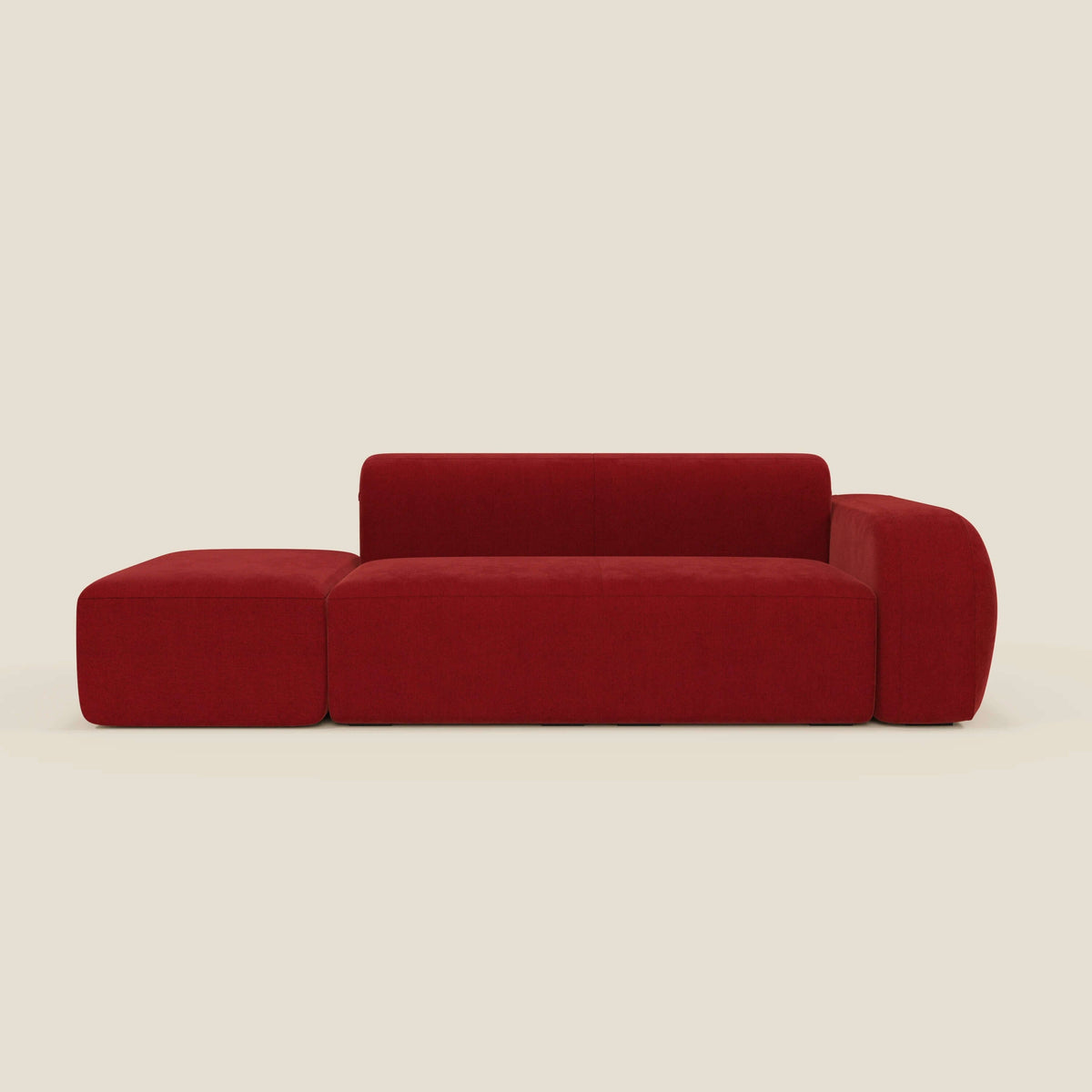 BonBon Divano modulare componibile – Composizione con pouf terminale in tessuto smacchiabile T23 bordeaux - divitt.sbs