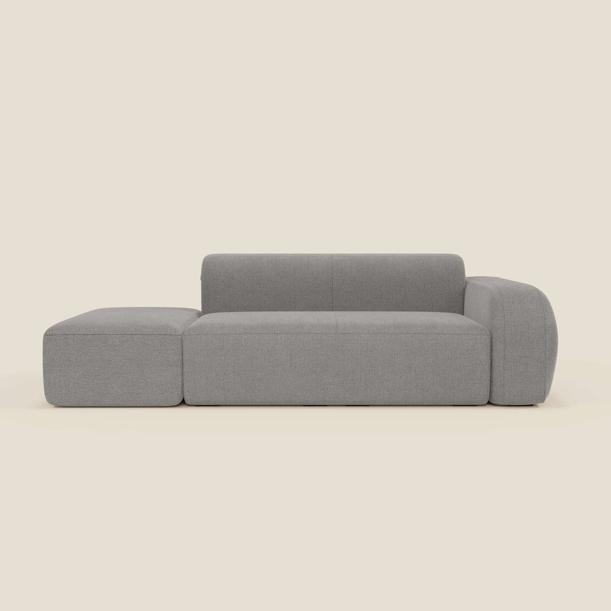 BonBon Divano modulare componibile – Composizione con pouf terminale in tessuto smacchiabile T23 grigio - divitt.sbs