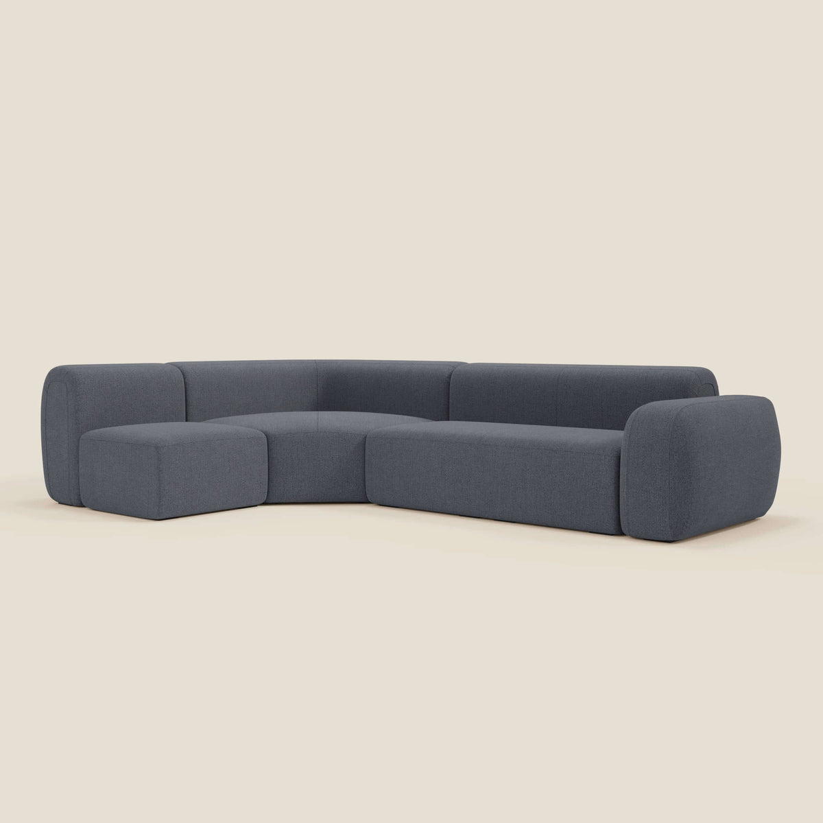 BonBon divano angolare componibile e modulare - tessuto smacchiabile T23 blu grafite - divitt.sbs