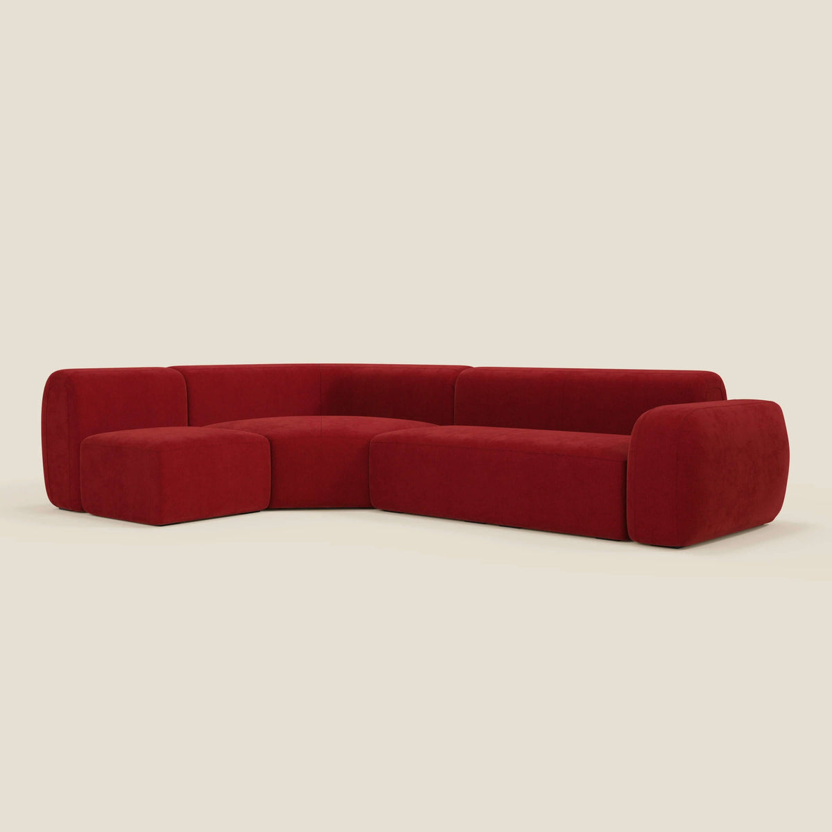 BonBon divano angolare componibile e modulare - tessuto smacchiabile T23 bordeaux - divitt.sbs