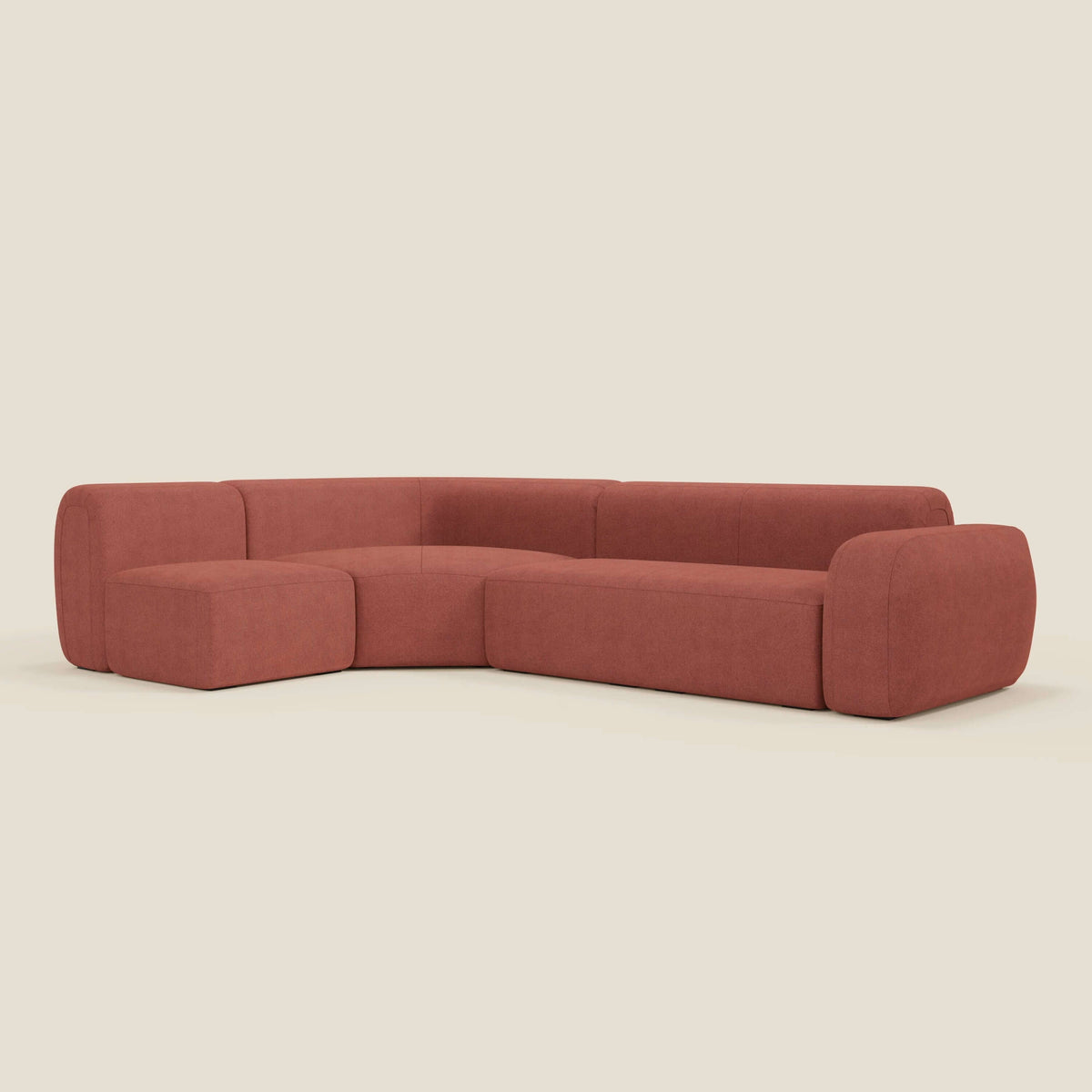 BonBon divano angolare componibile e modulare - tessuto smacchiabile T23 rosso ciliegia - divitt.sbs