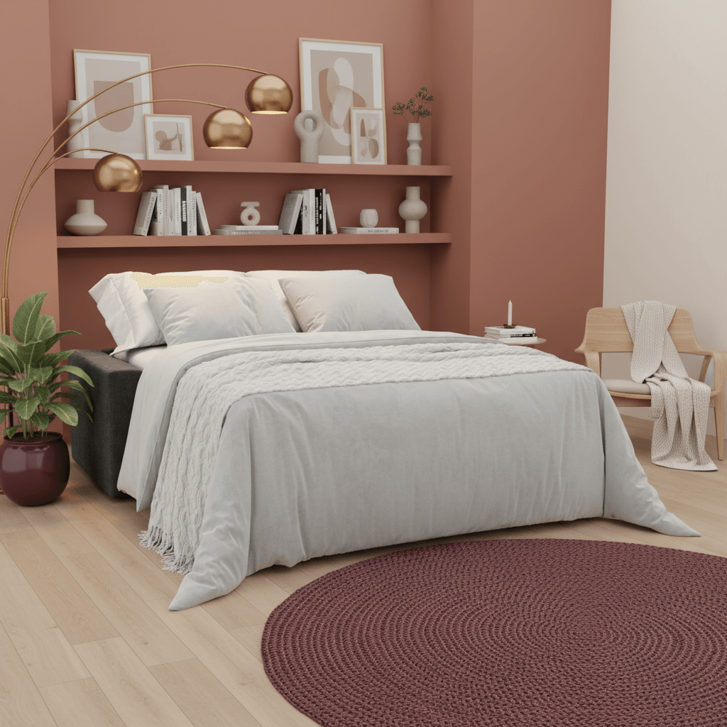 Diomede Divano letto matrimoniale in velluto easy clean sfoderabile - design moderno e comfort in T35 antracite - divitt.sbs