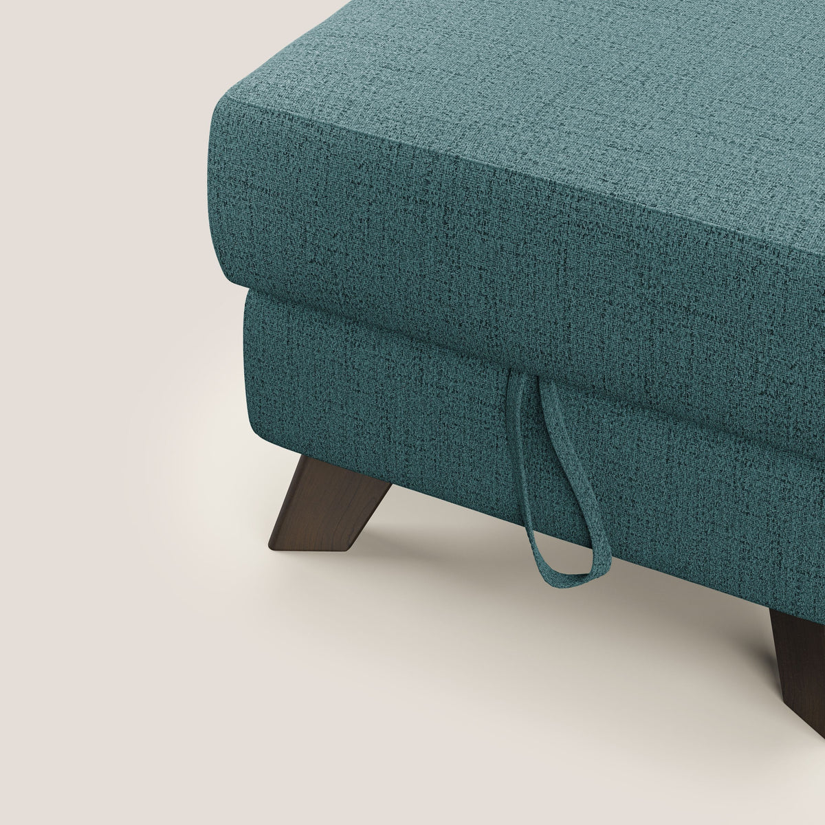 Moon Pouf contenitore e piedini alti in tessuto morbido impermeabile fiammato T03 azzurro - divitt.sbs