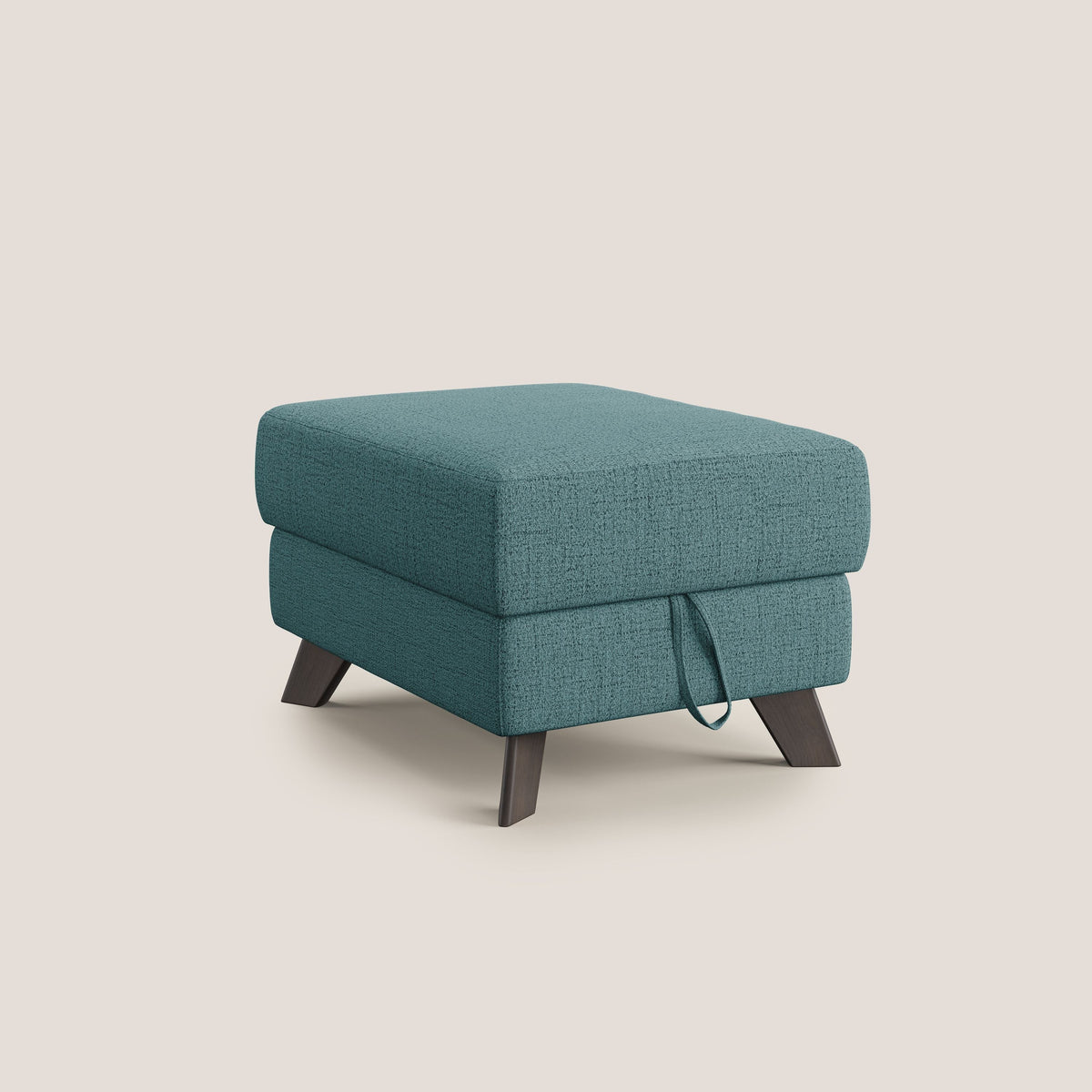 Moon Pouf contenitore e piedini alti in tessuto morbido impermeabile fiammato T03 azzurro - divitt.sbs