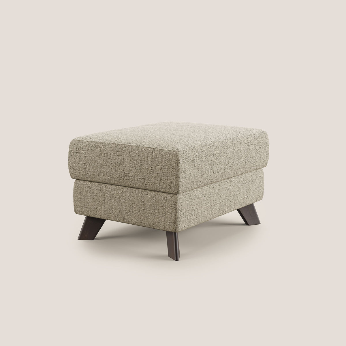Moon Pouf contenitore e piedini alti in tessuto morbido impermeabile fiammato T03 beige - divitt.sbs