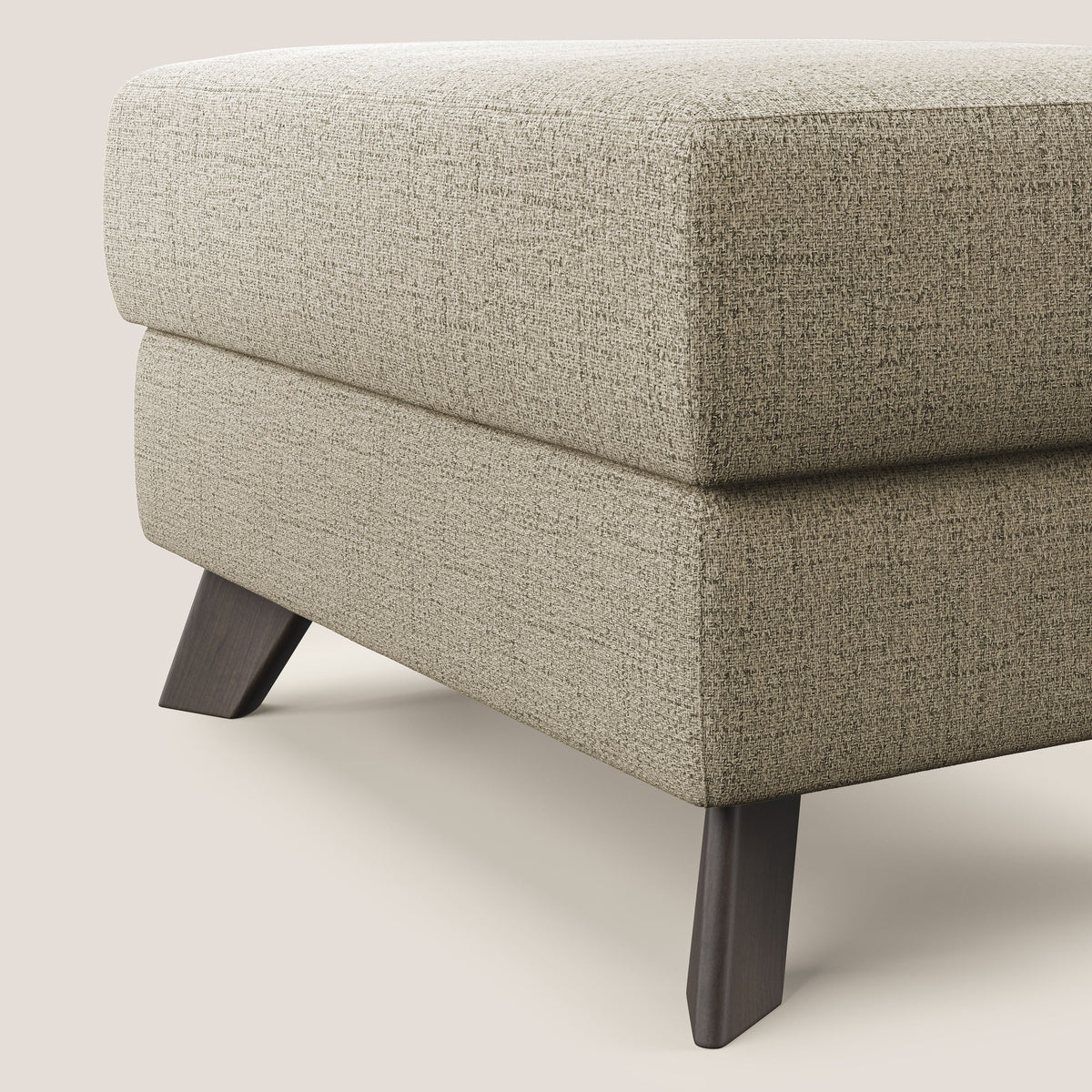 Moon Pouf contenitore e piedini alti in tessuto morbido impermeabile fiammato T03 beige - divitt.sbs