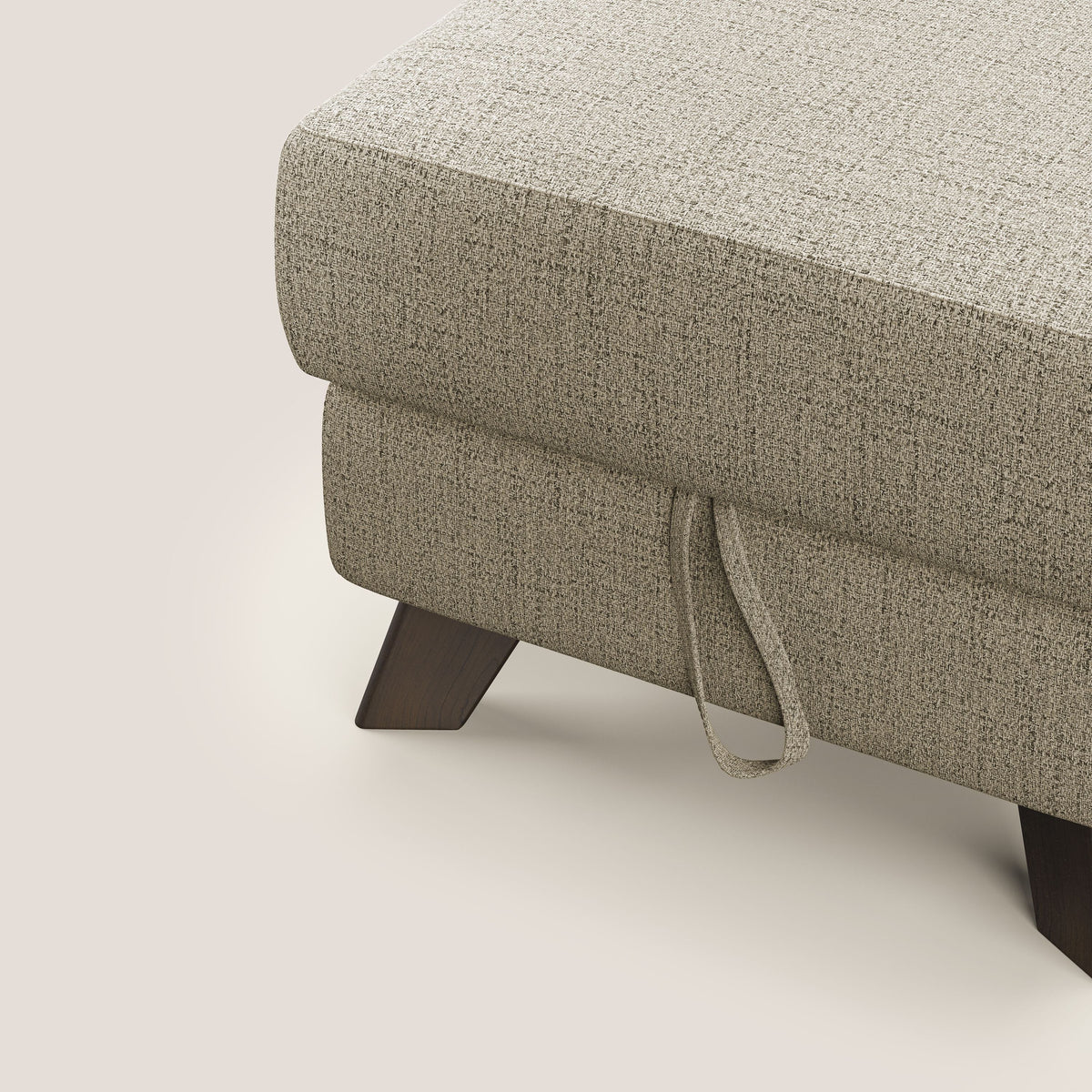 Moon Pouf contenitore e piedini alti in tessuto morbido impermeabile fiammato T03 beige - divitt.sbs