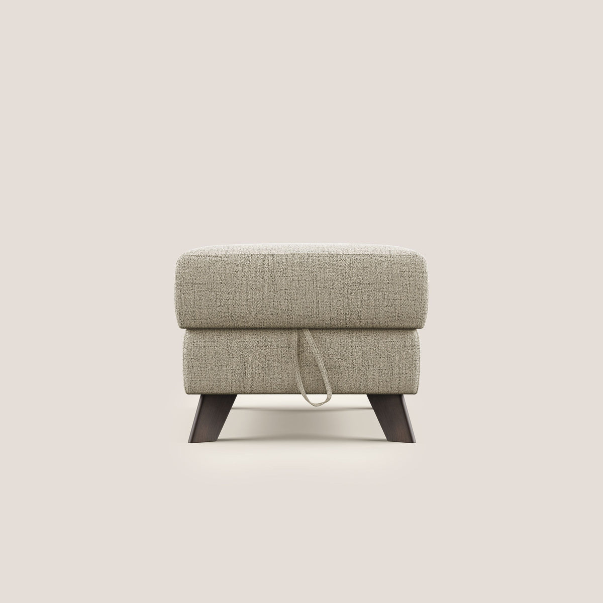 Moon Pouf contenitore e piedini alti in tessuto morbido impermeabile fiammato T03 beige - divitt.sbs