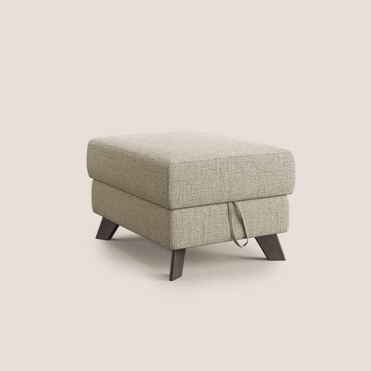 Moon Pouf contenitore e piedini alti in tessuto morbido impermeabile fiammato T03 beige - divitt.sbs