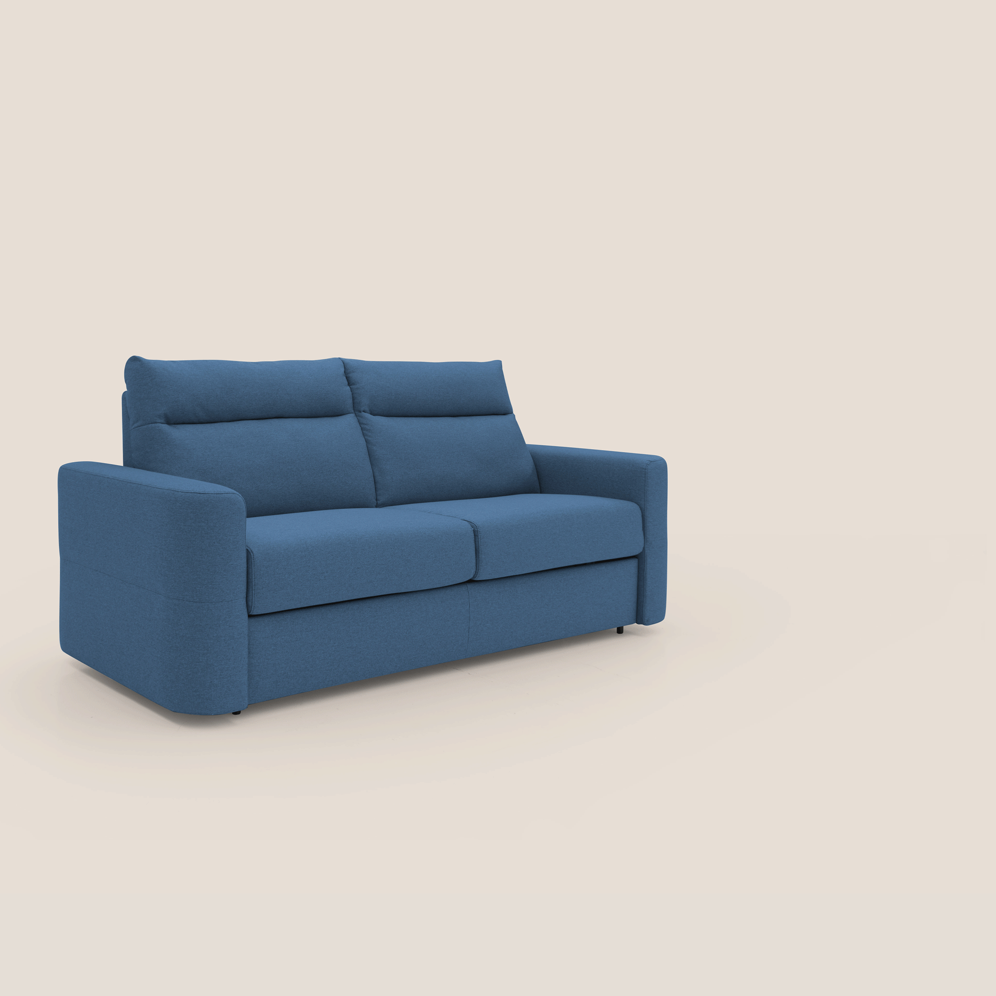 Cupido Divano letto materasso H18 cm e schienale alto in tessuto impermeabile simil cotone T13 blu - divitt.sbs