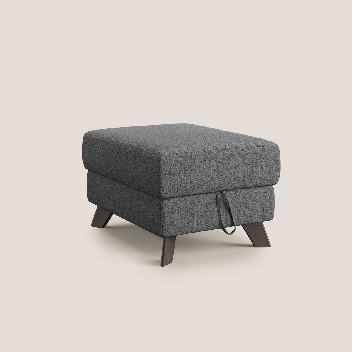 Moon Pouf contenitore e piedini alti in tessuto morbido impermeabile fiammato T03 grigio - divitt.sbs