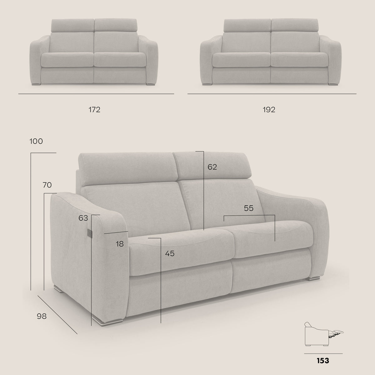 Gummy Divano con meccanismo relax elettrico rosso - divitt.sbs