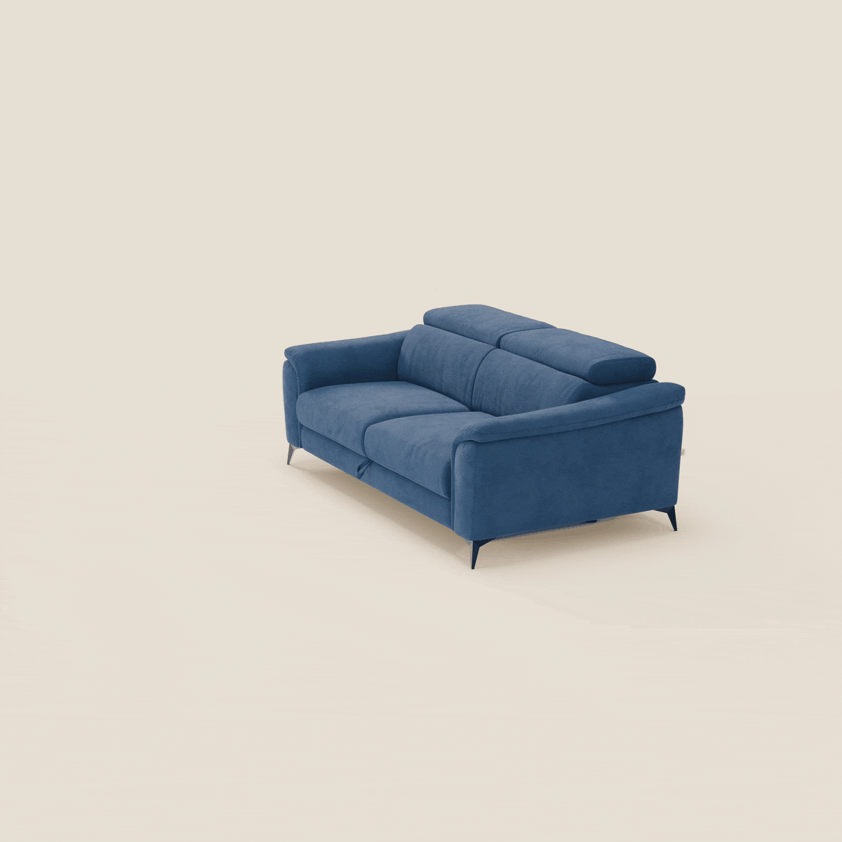 Arcos Divano 3 posti - piedini alti e poggiatesta reclinabili in microfibra impermeabile T11 blu - divitt.sbs