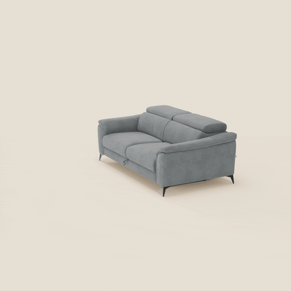 Arcos Divano 3 posti - piedini alti e poggiatesta reclinabili in microfibra impermeabile T11 grigio - divitt.sbs