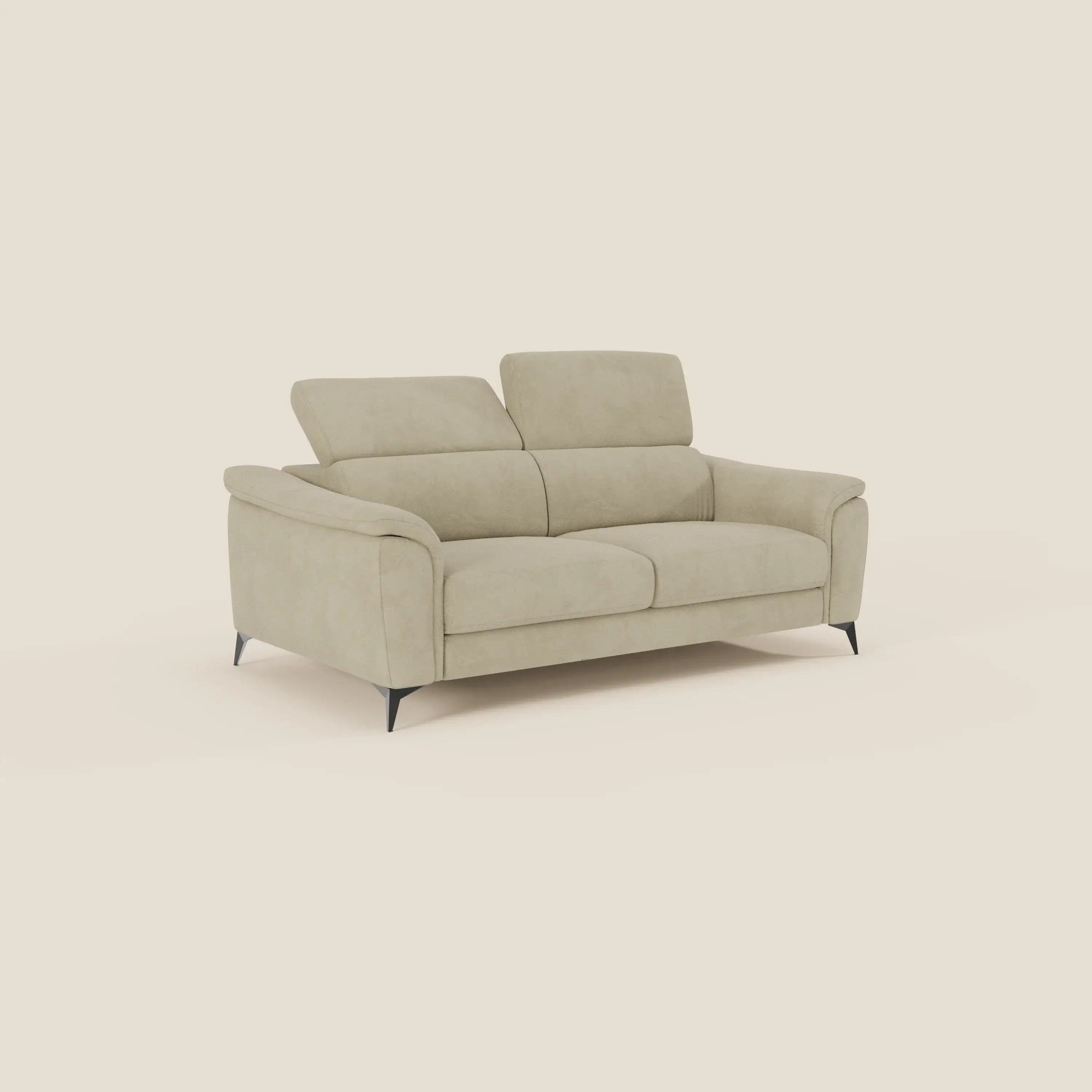 Arcos Divano 3 posti - piedini alti e poggiatesta reclinabili in microfibra impermeabile T11 beige - divitt.sbs