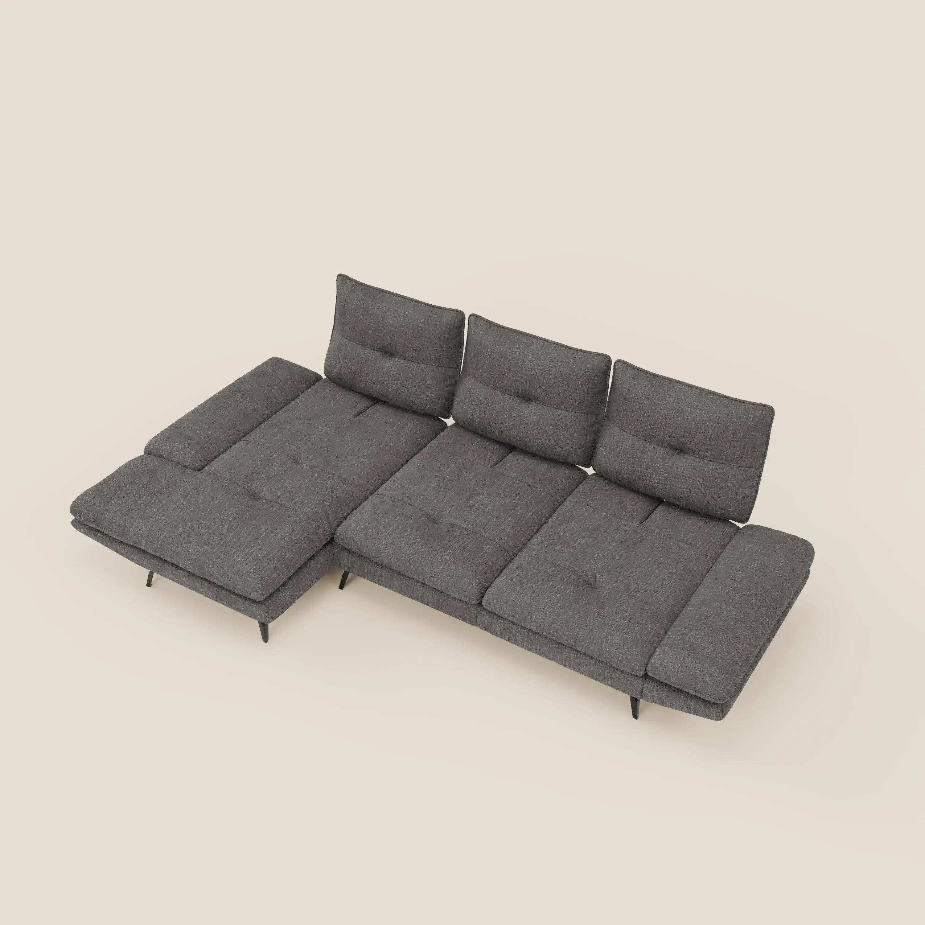 Ardex Divano con penisola - schienali traslanti e braccioli regolabili in elegante tessuto impermeabile T06 - divitt.sbs