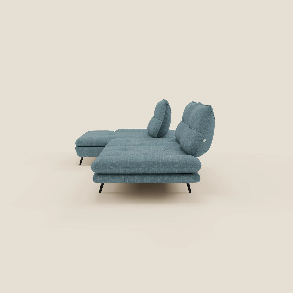 Ardex Divano con penisola - schienali traslanti e braccioli regolabili in elegante tessuto impermeabile T06 - divitt.sbs