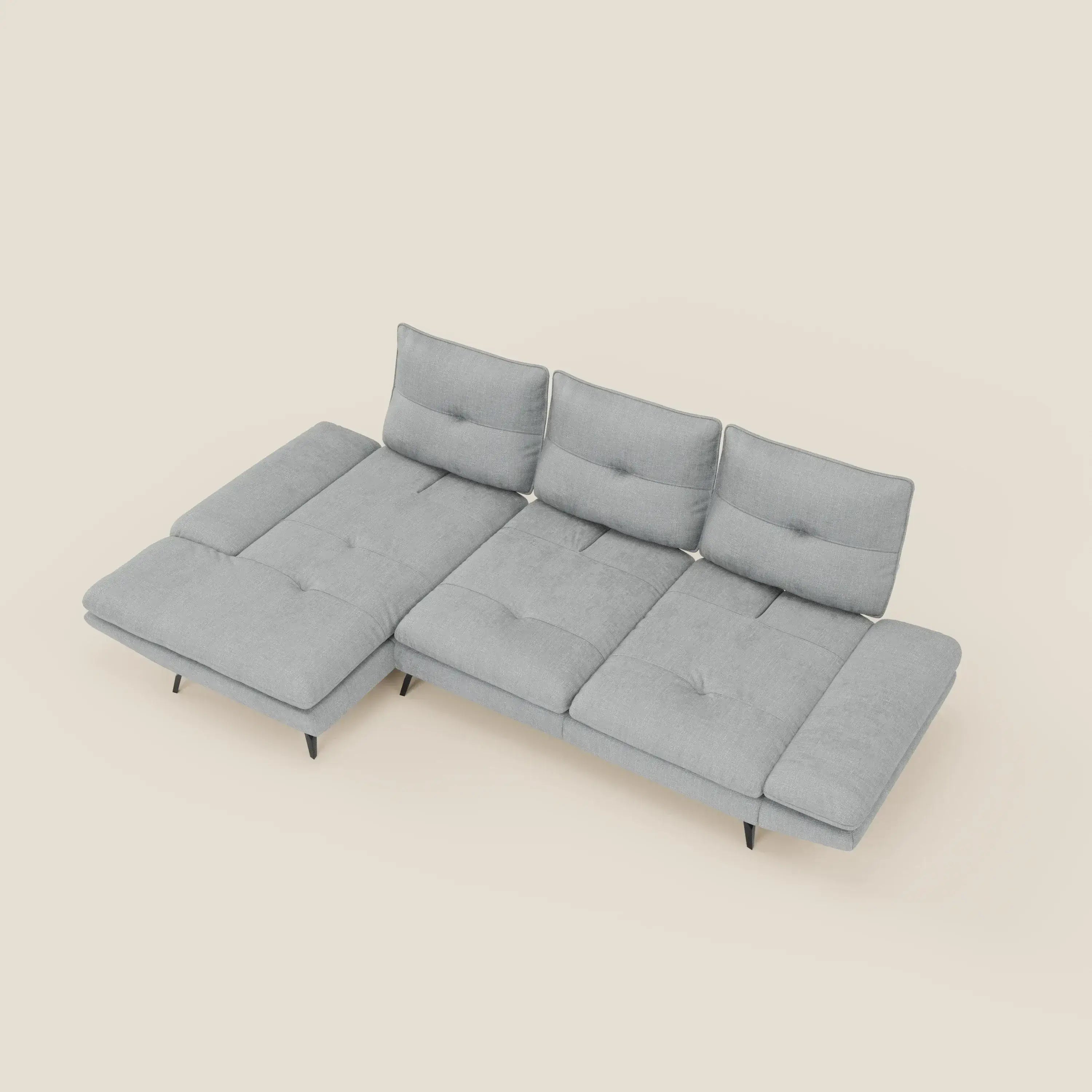 Ardex Divano con penisola - schienali traslanti e braccioli regolabili in elegante tessuto impermeabile T06 - divitt.sbs