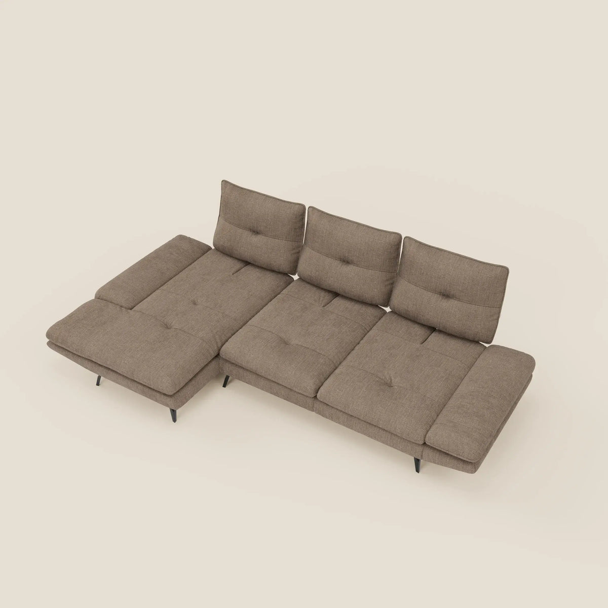 Ardex Divano con penisola - schienali traslanti e braccioli regolabili in elegante tessuto impermeabile T06 - divitt.sbs