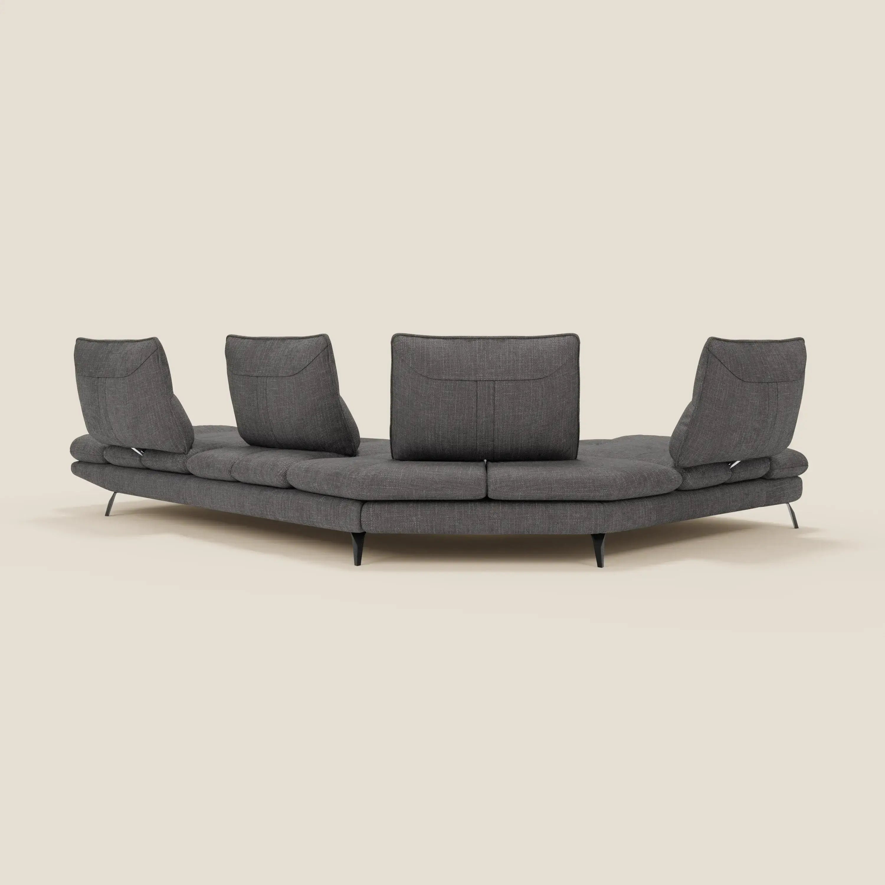 Ardex Divano Angolare - schienali traslanti e bracciolo regolabile in elegante tessuto impermeabile T06 - divitt.sbs