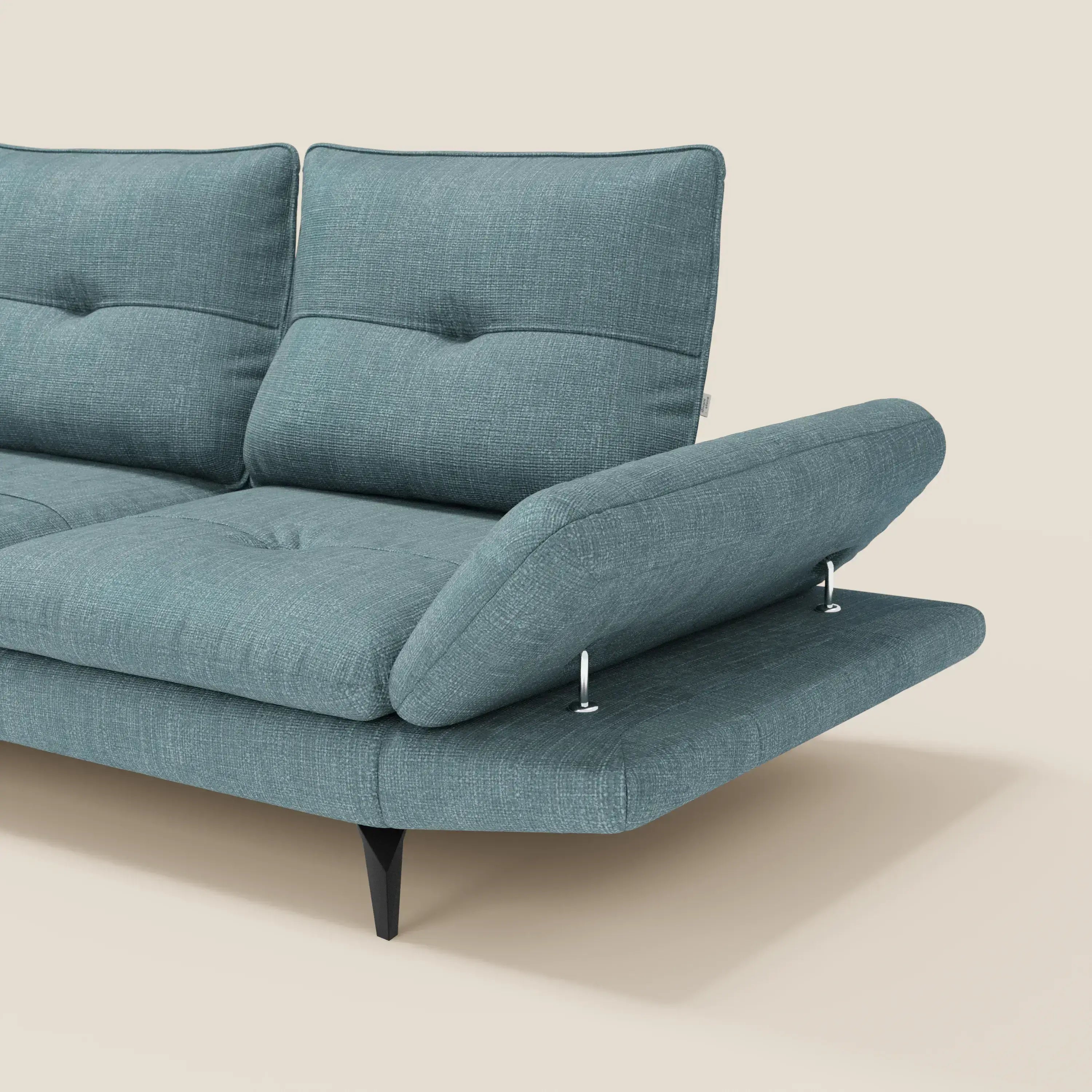 Ardex Divano Angolare - schienali traslanti e bracciolo regolabile in elegante tessuto impermeabile T06 - divitt.sbs