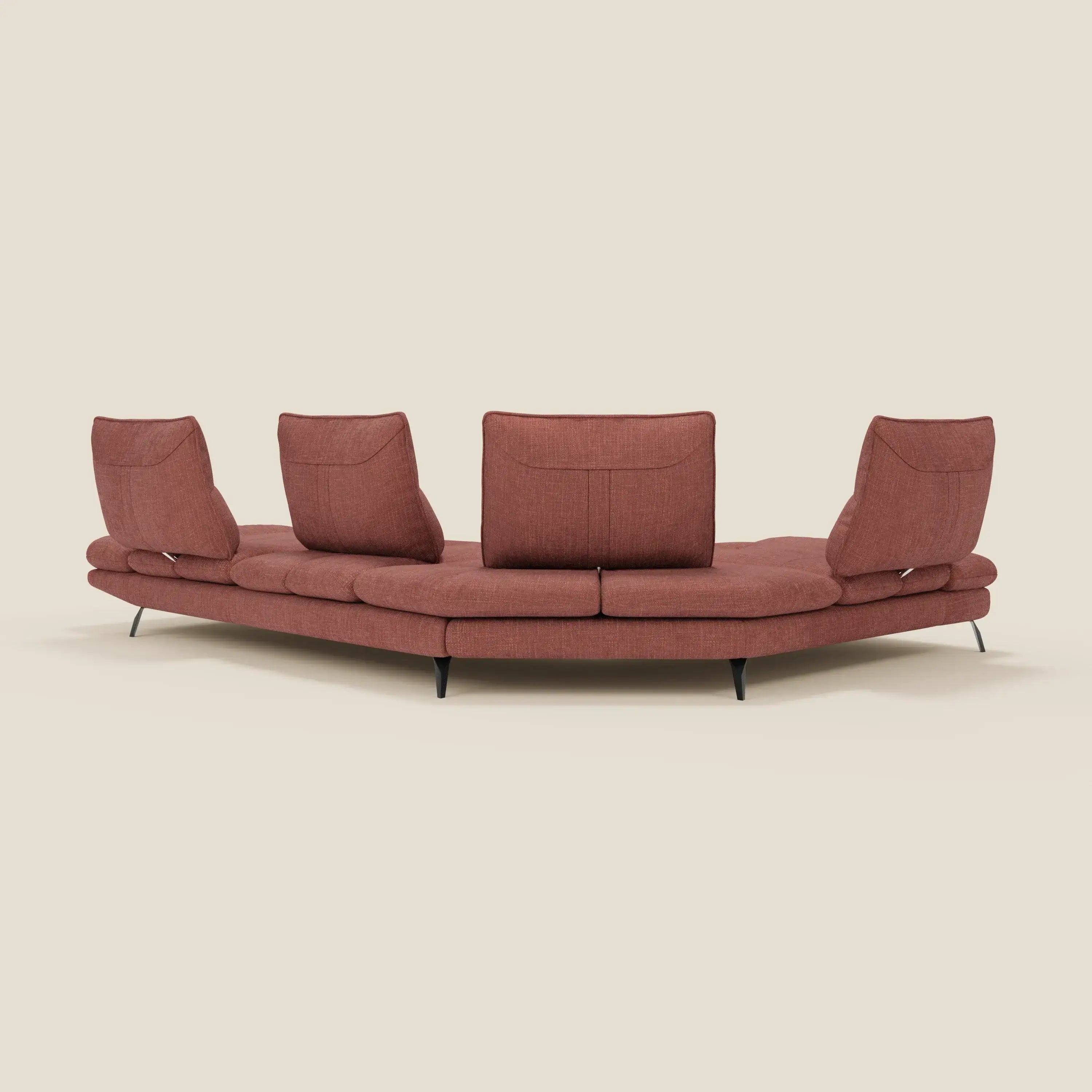 Ardex Divano Angolare - schienali traslanti e bracciolo regolabile in elegante tessuto impermeabile T06 - divitt.sbs
