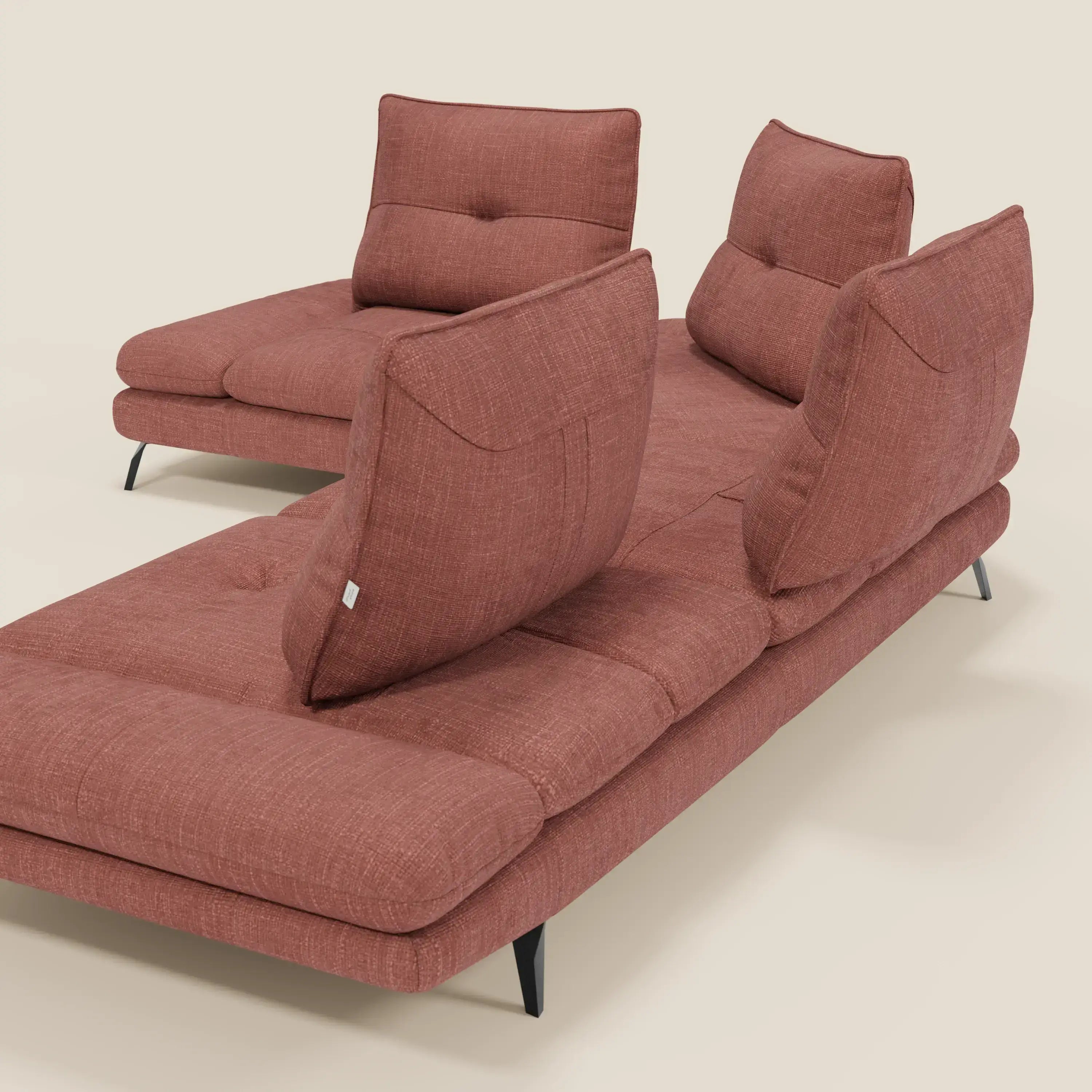 Ardex Divano Angolare - schienali traslanti e bracciolo regolabile in elegante tessuto impermeabile T06 - divitt.sbs