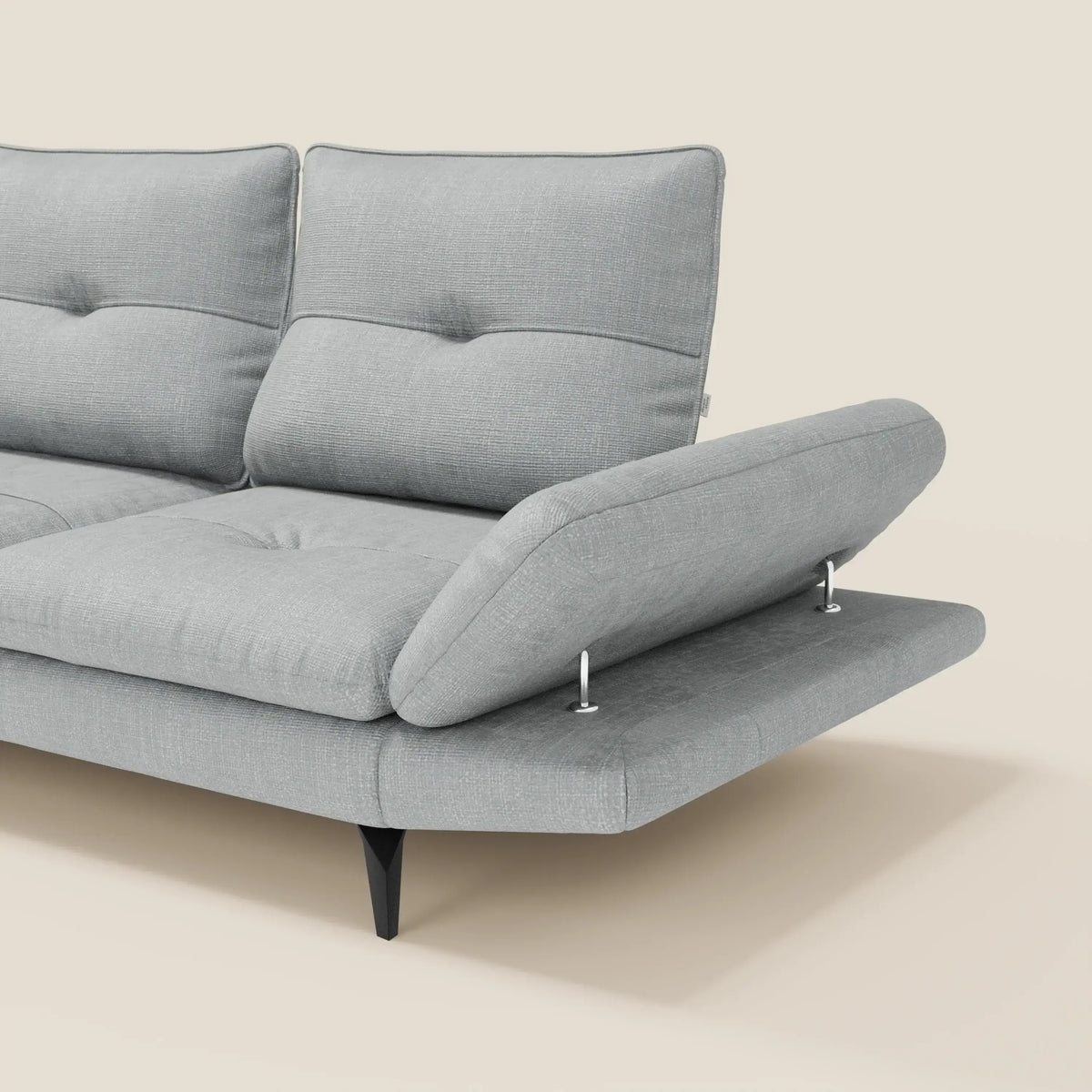 Ardex Divano Angolare - schienali traslanti e bracciolo regolabile in elegante tessuto impermeabile T06 - divitt.sbs